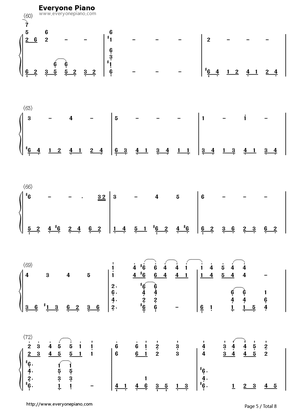 海贼王插曲钢琴简谱-数字双手-Triplane5