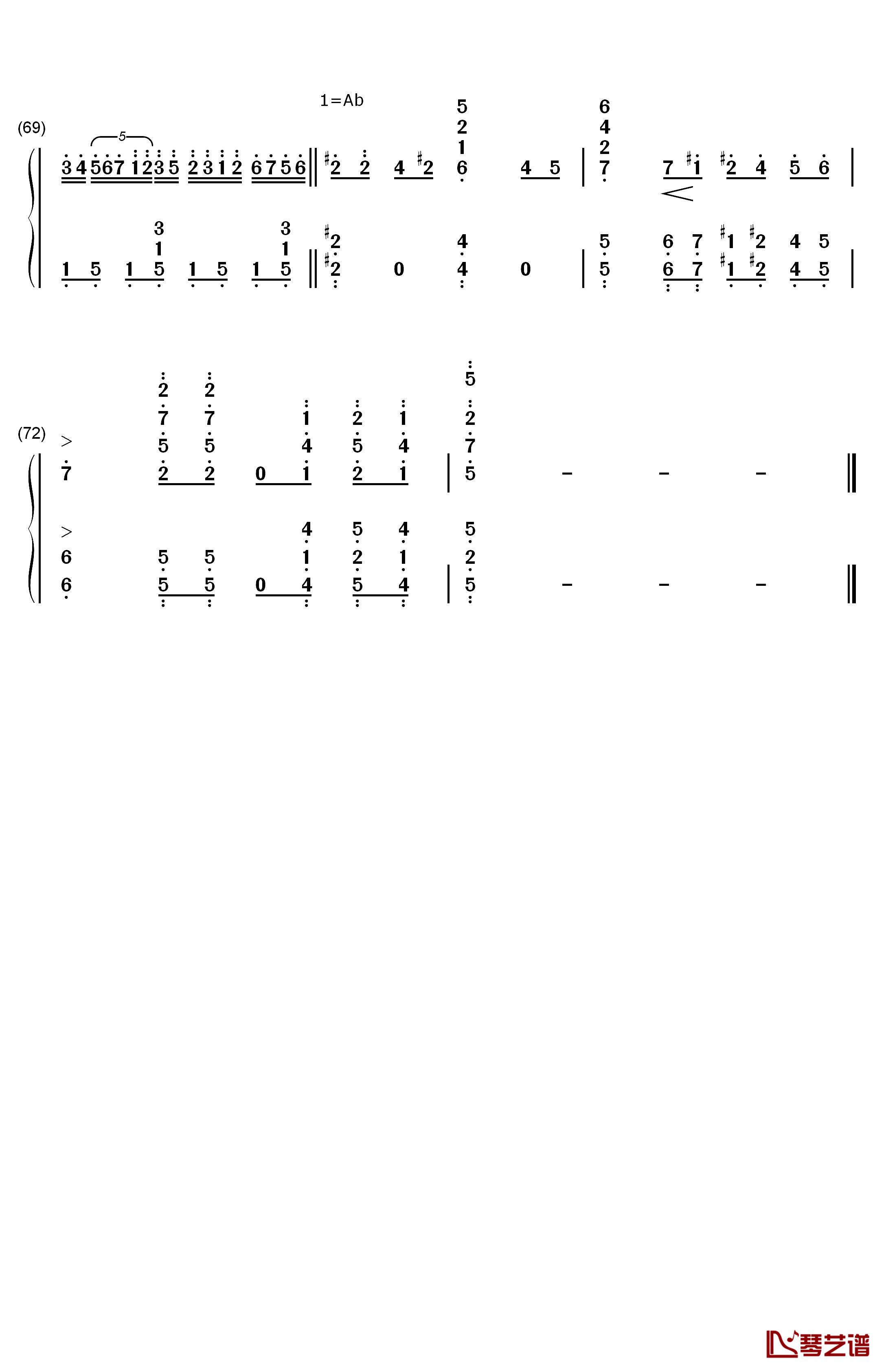 Nameless Story钢琴简谱-数字双手-寺岛拓笃5