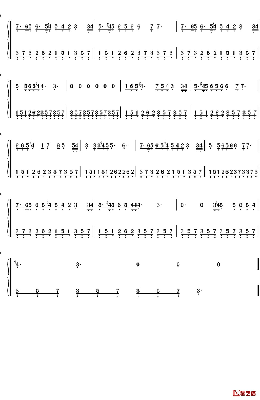 ラグスの镇魂歌钢琴简谱-数字双手-Noria（元千岁）2