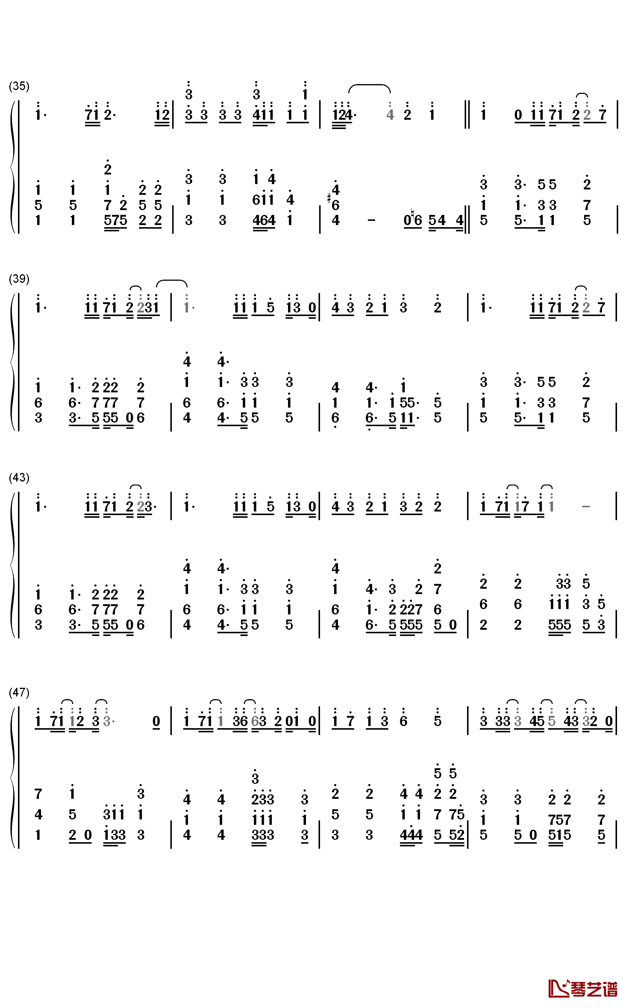 倔强钢琴简谱-数字双手-五月天3