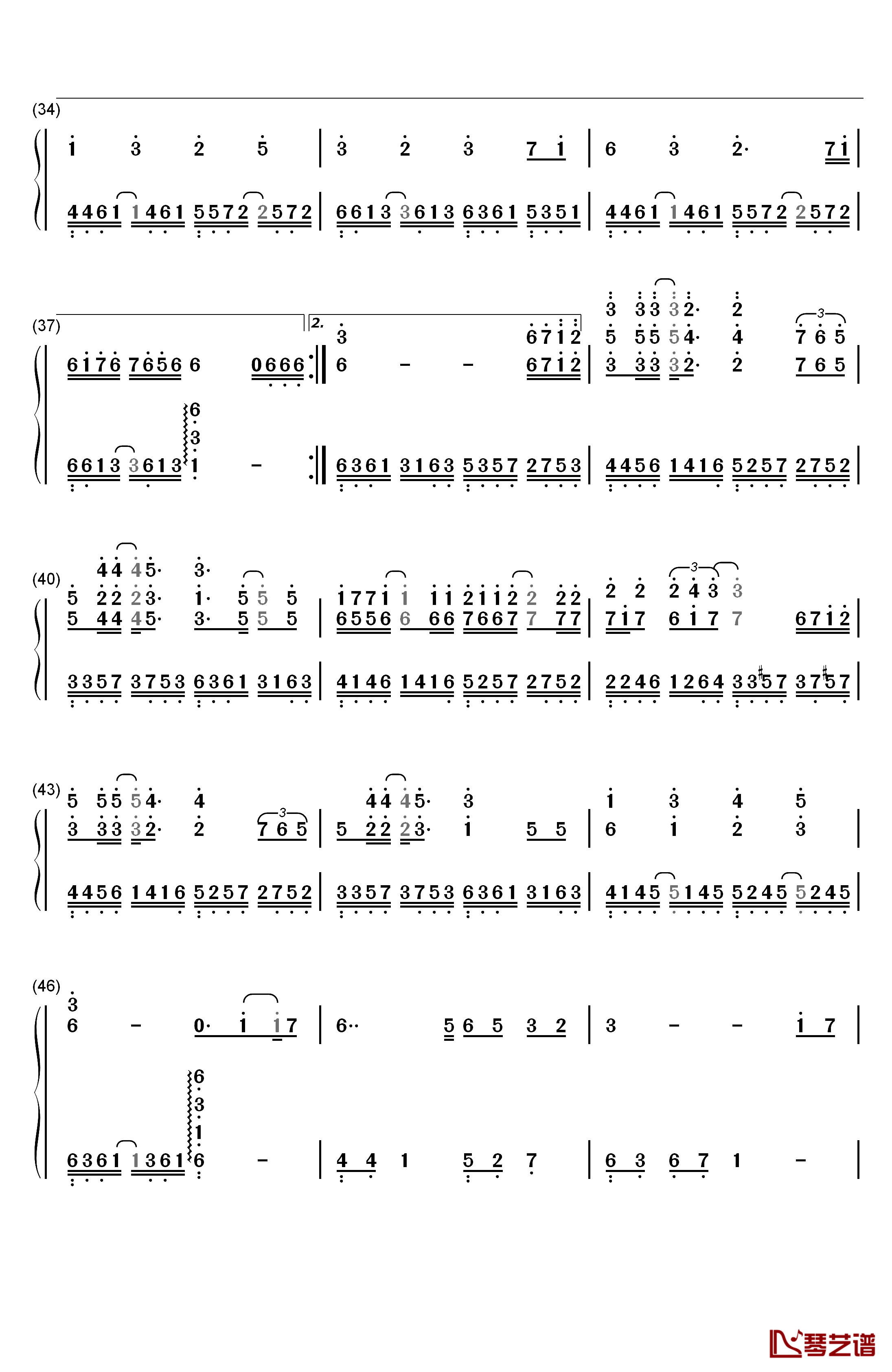 天下钢琴简谱-数字双手-张杰3