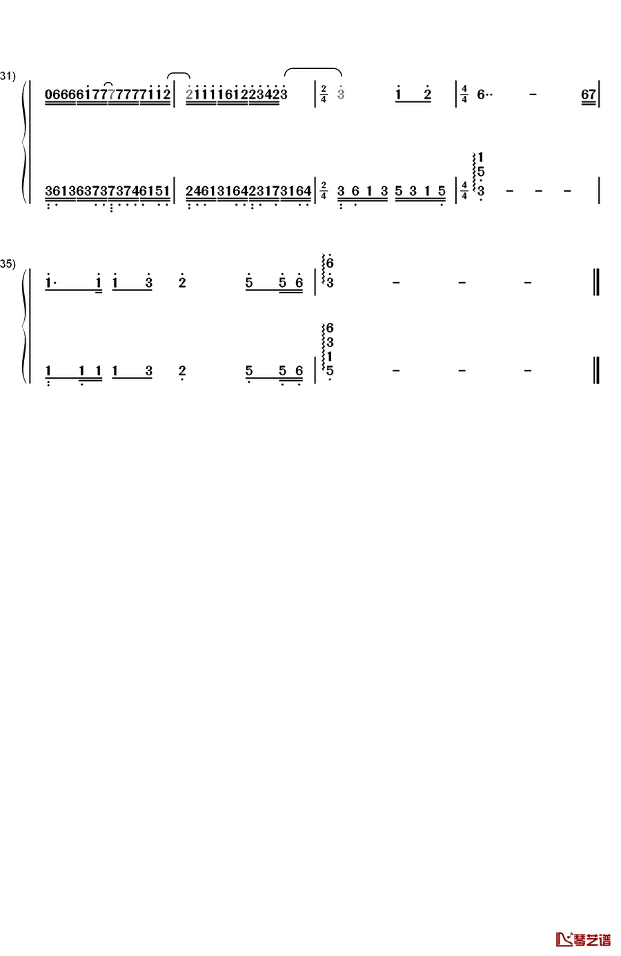 生日礼物钢琴简谱-数字双手-江涛3