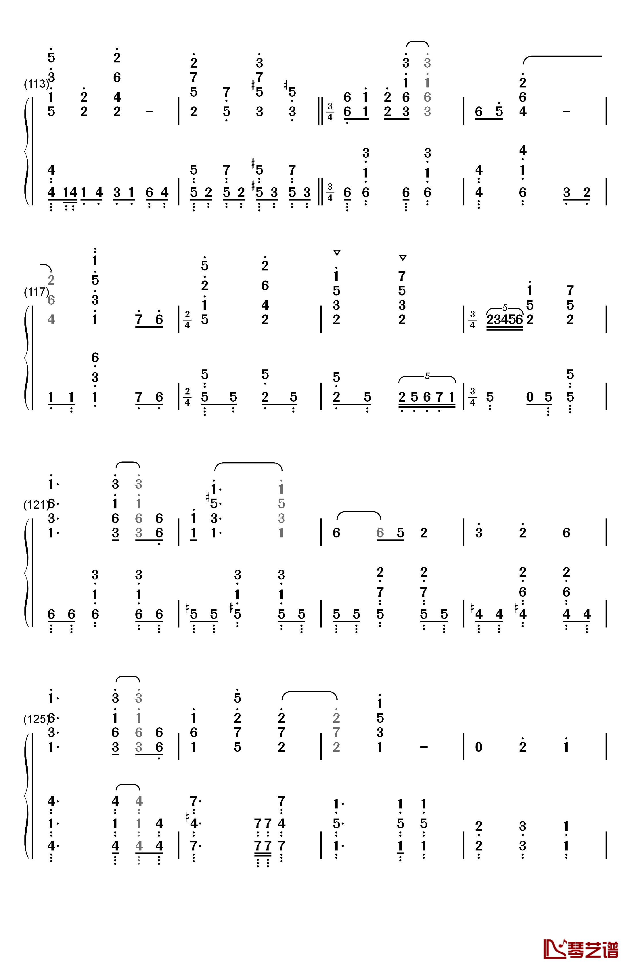 Lamp钢琴简谱-数字双手-Cö shu Nie8