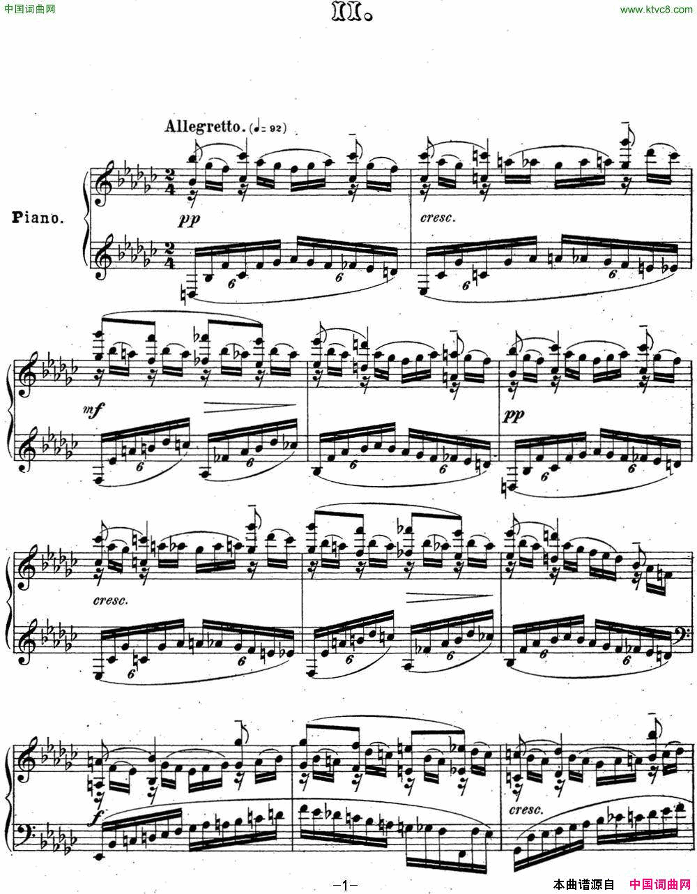 拉赫玛尼诺夫音乐瞬间Op.16No.2降e小调简谱1