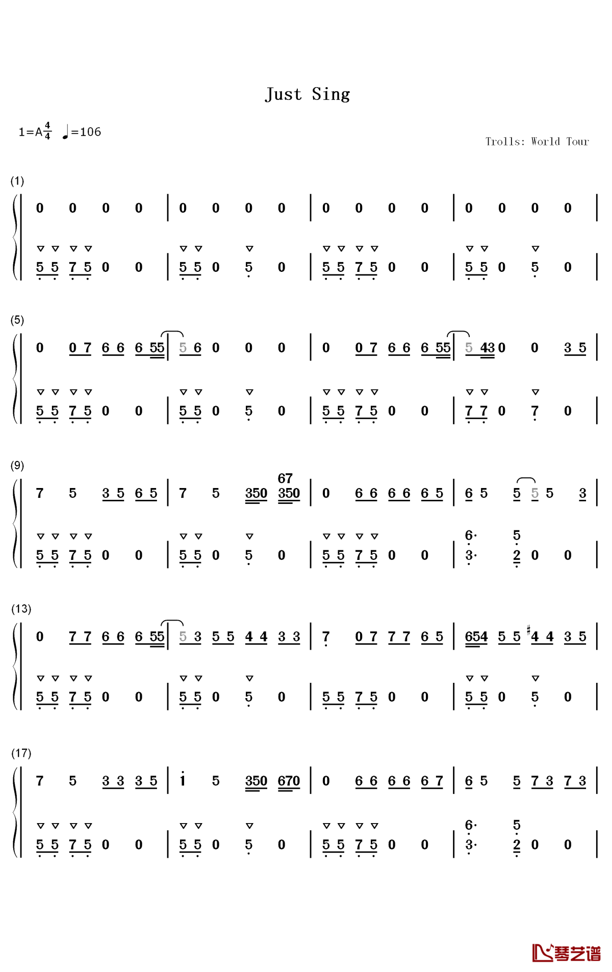 Just Sing钢琴简谱-数字双手-Justin Timberlake Ludwig Göransson Max Martin Sarah Aarons1