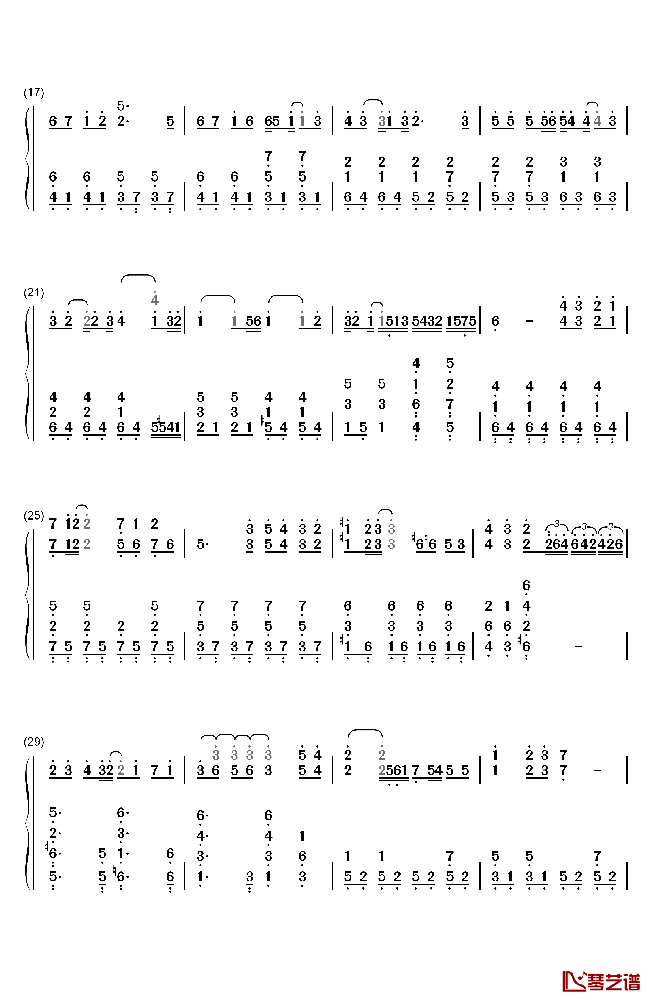 生命的旋律钢琴简谱-数字双手-白鸟英美子2