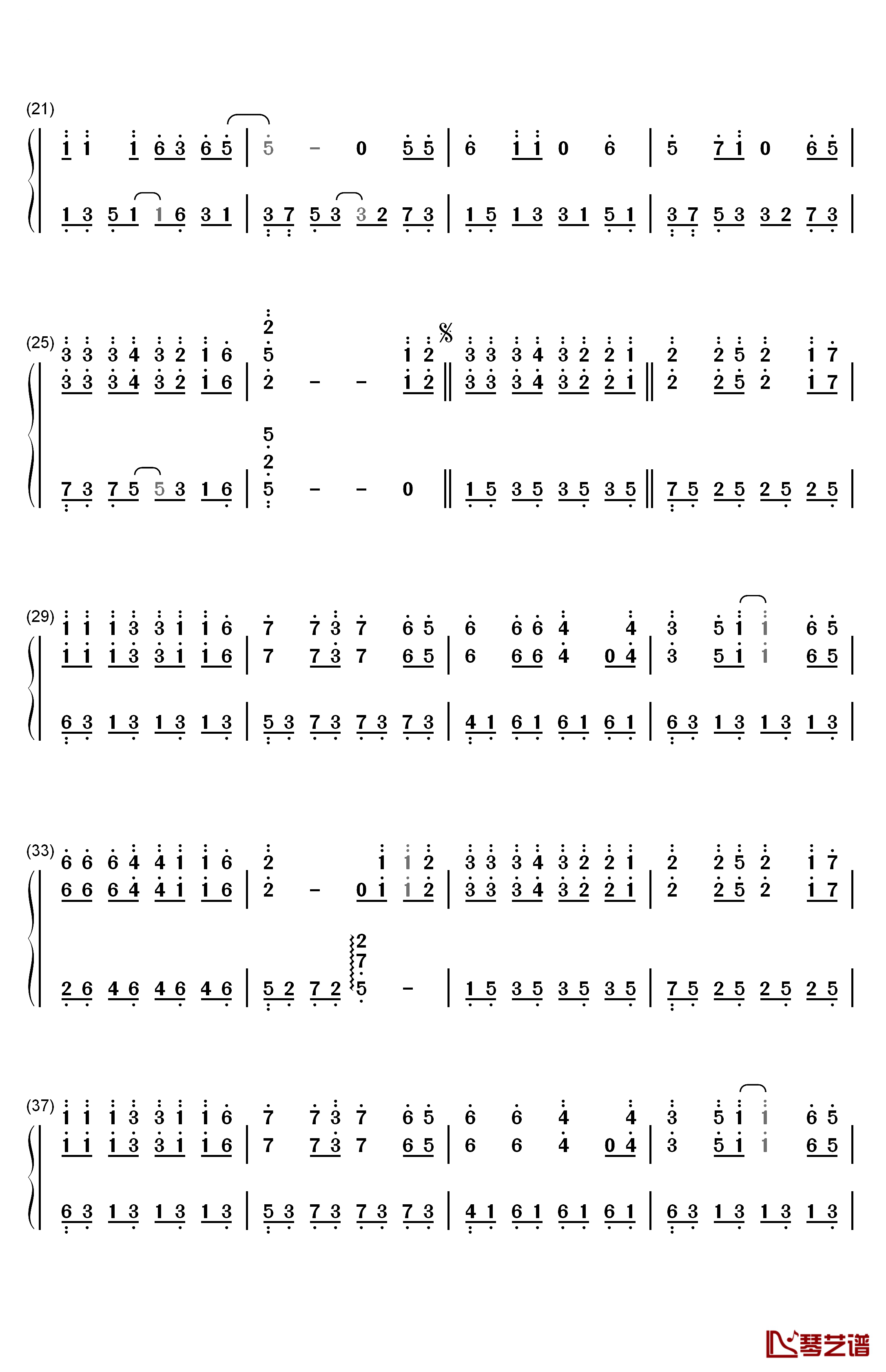 痴心绝对钢琴简谱-数字双手-李圣杰2