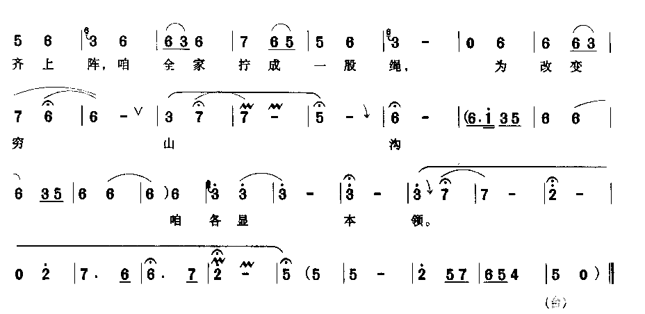 为改变穷山沟咱各显本领简谱1
