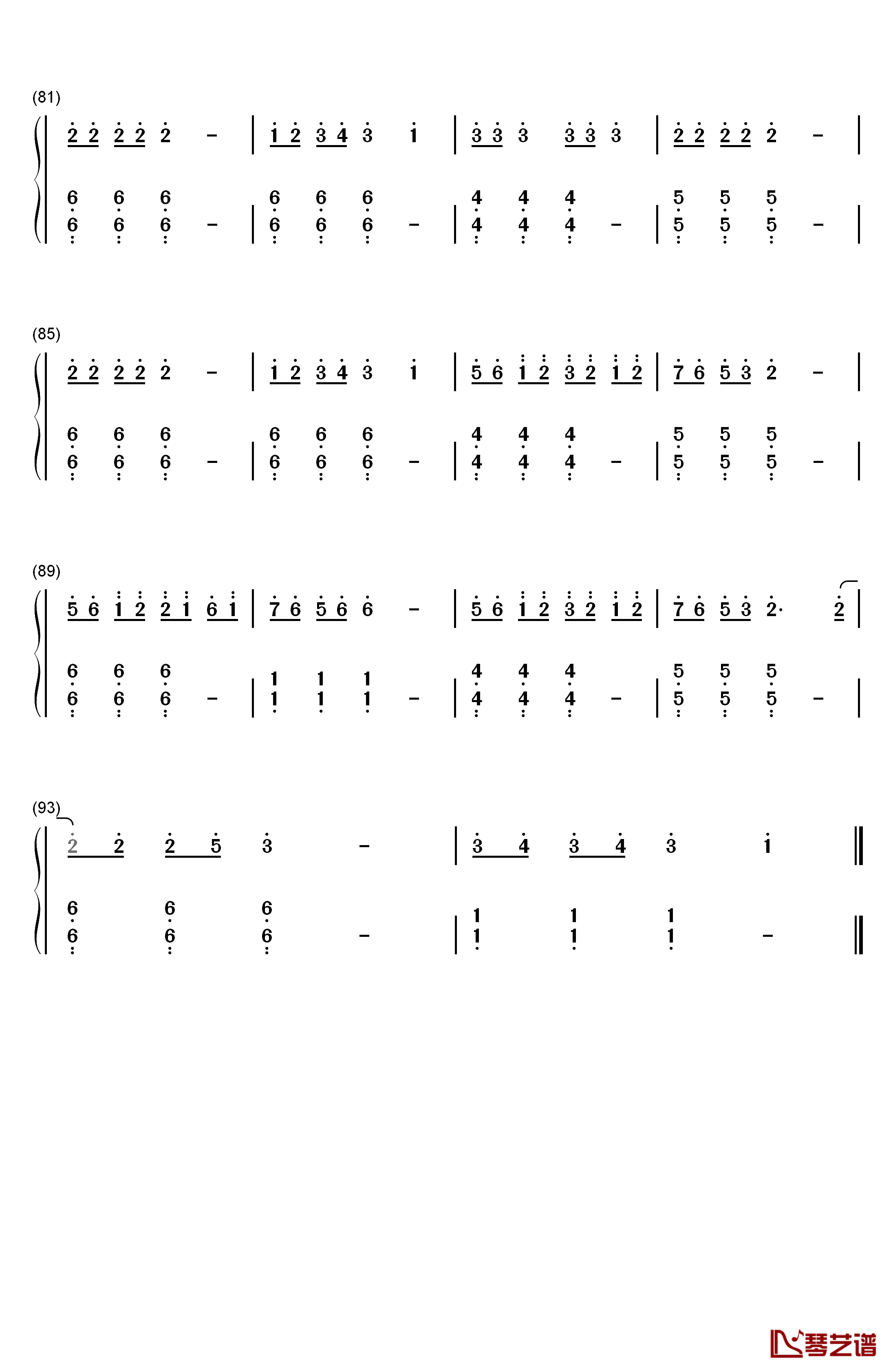 Fascination钢琴简谱-数字双手-周笔畅5