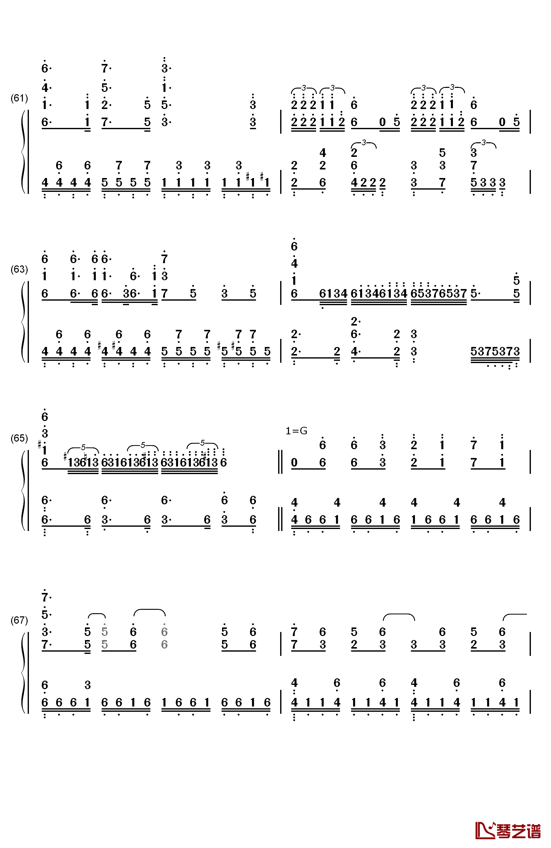 吹雪钢琴简谱-数字双手-西泽幸奏8