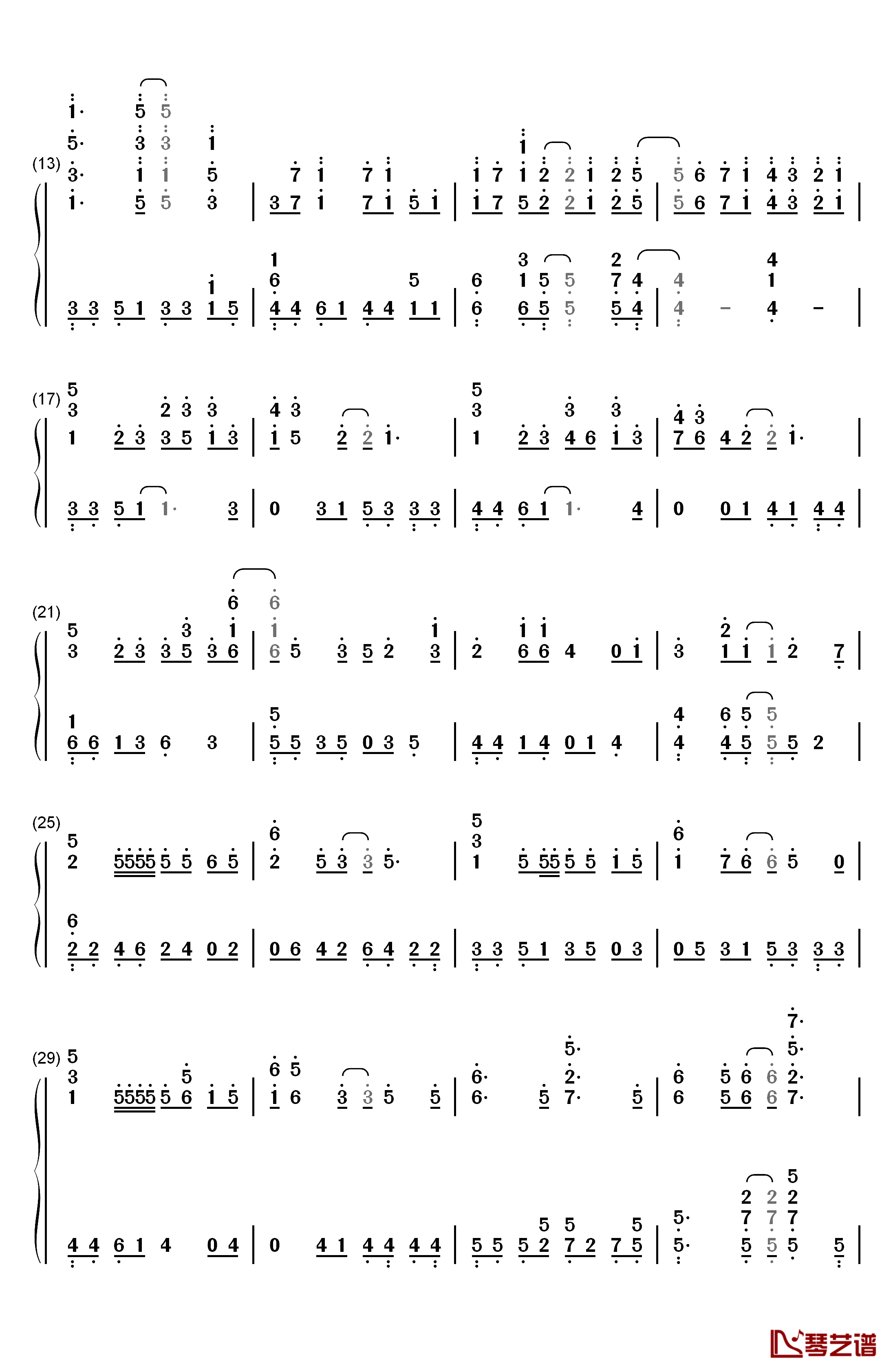 Overfly钢琴简谱-数字双手-春奈露娜2