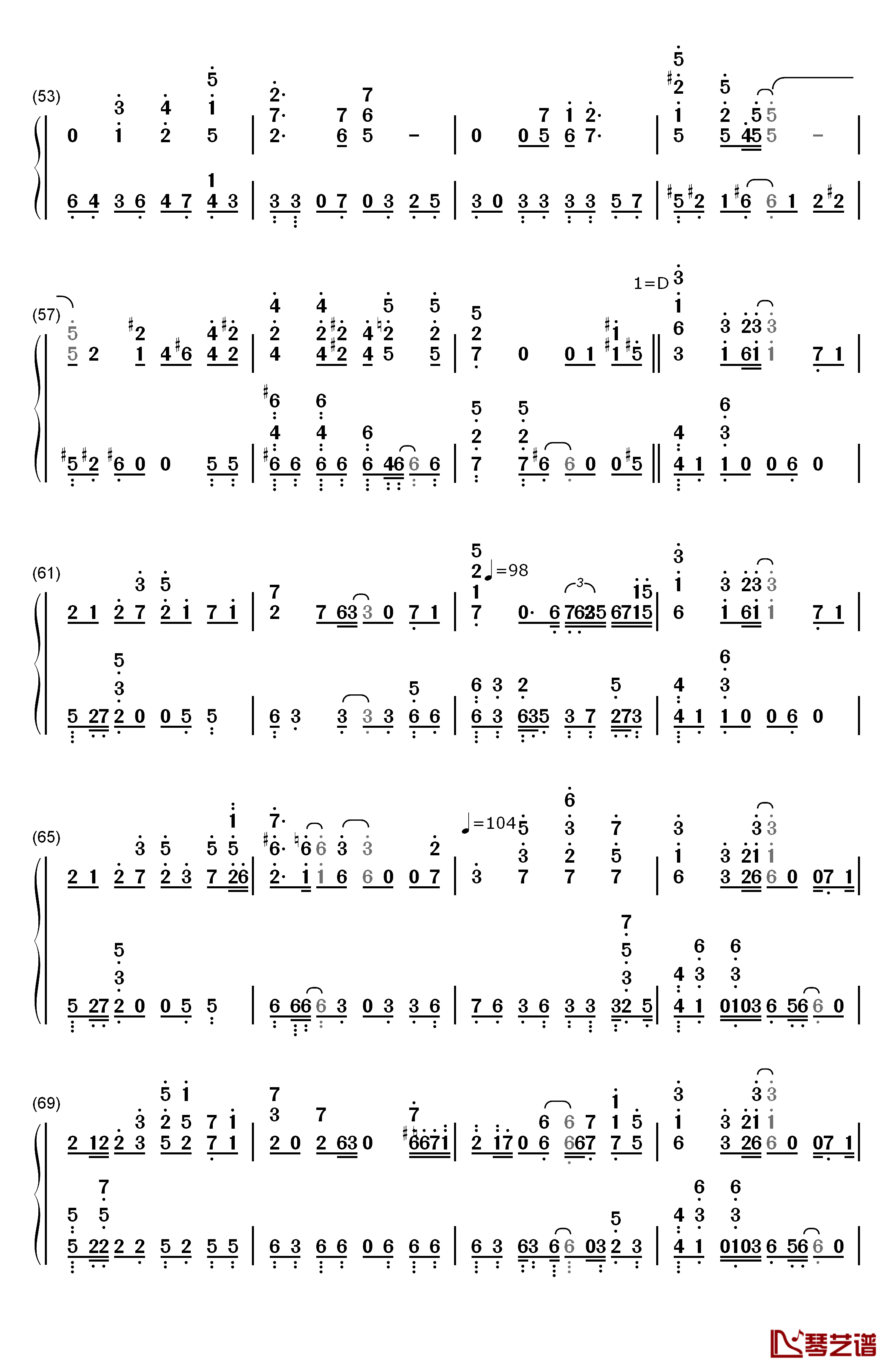 鸟之诗钢琴简谱-数字双手-Lia4