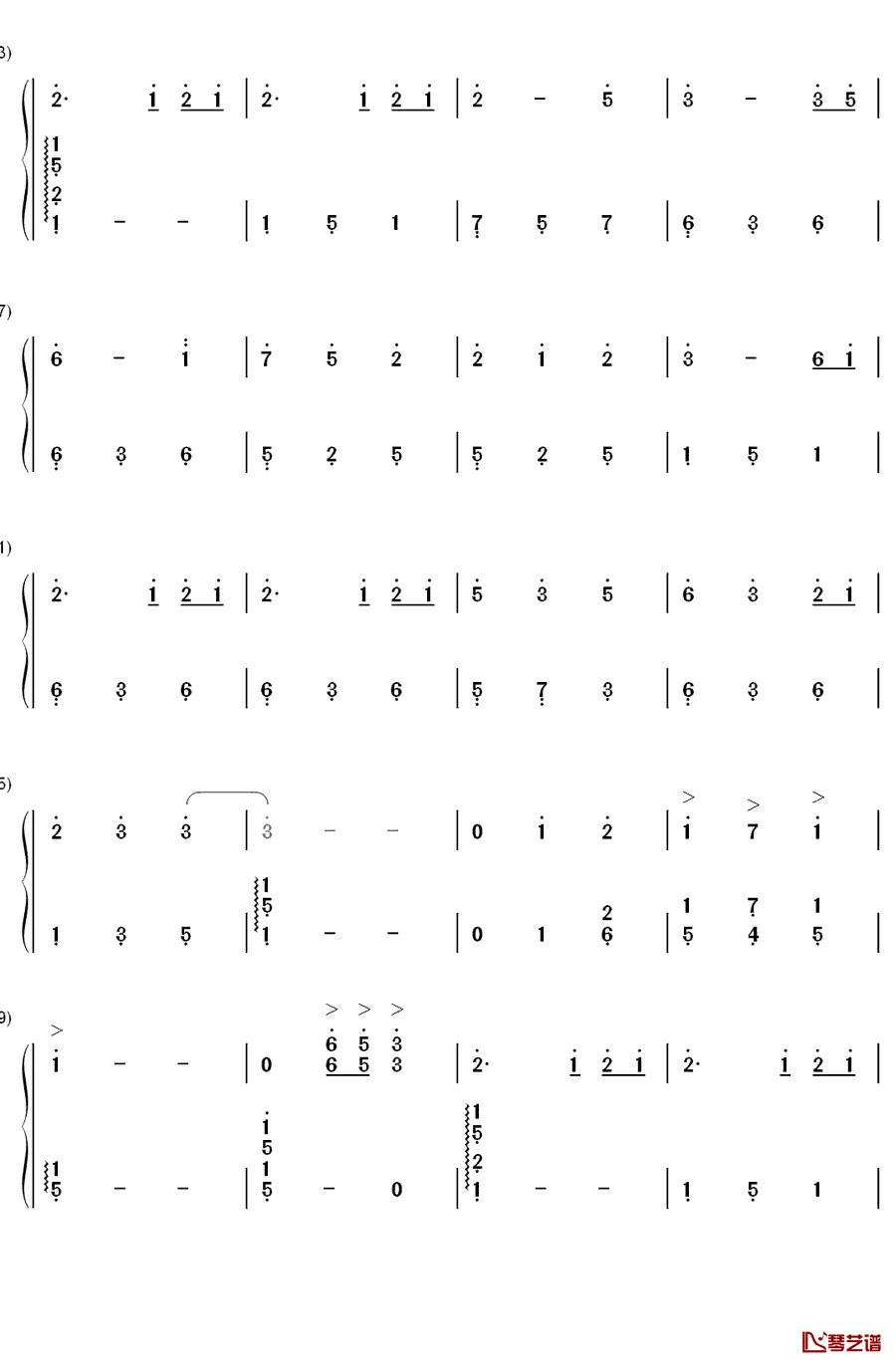 君とずっと…钢琴简谱-数字双手-yu-yu9