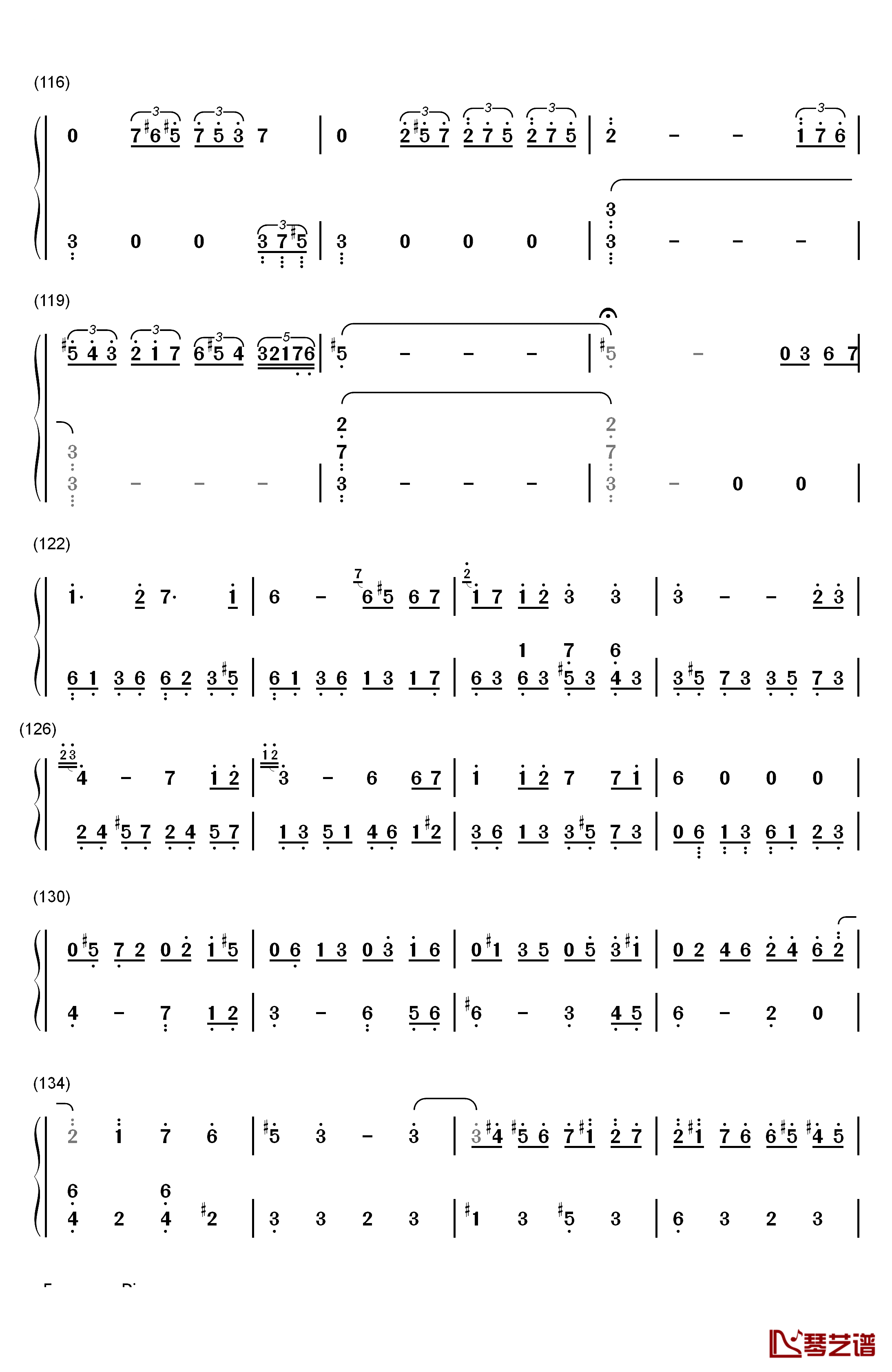 悲怆钢琴简谱-数字双手-贝多芬6