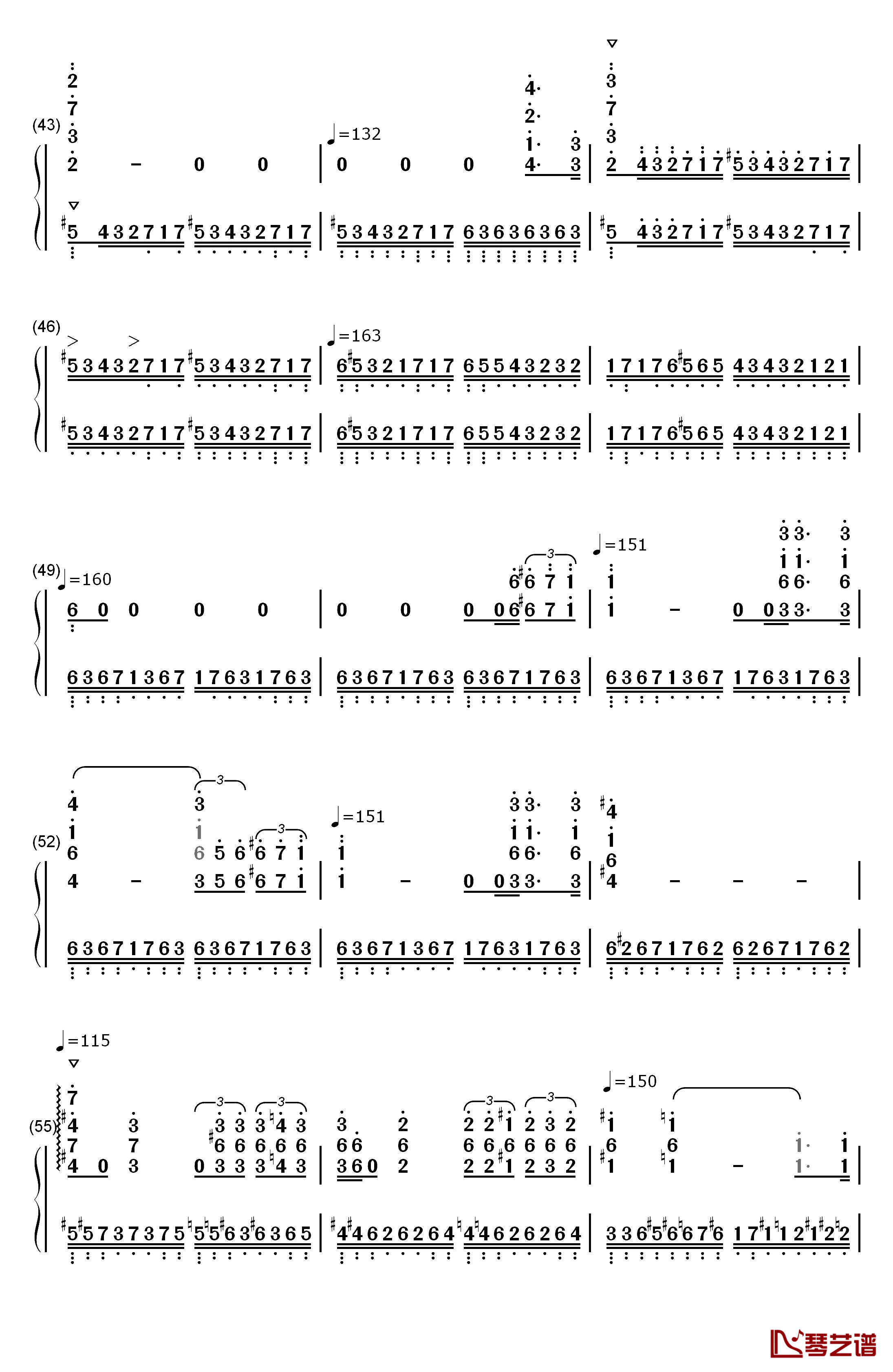 革命练习曲钢琴简谱-数字双手-肖邦4