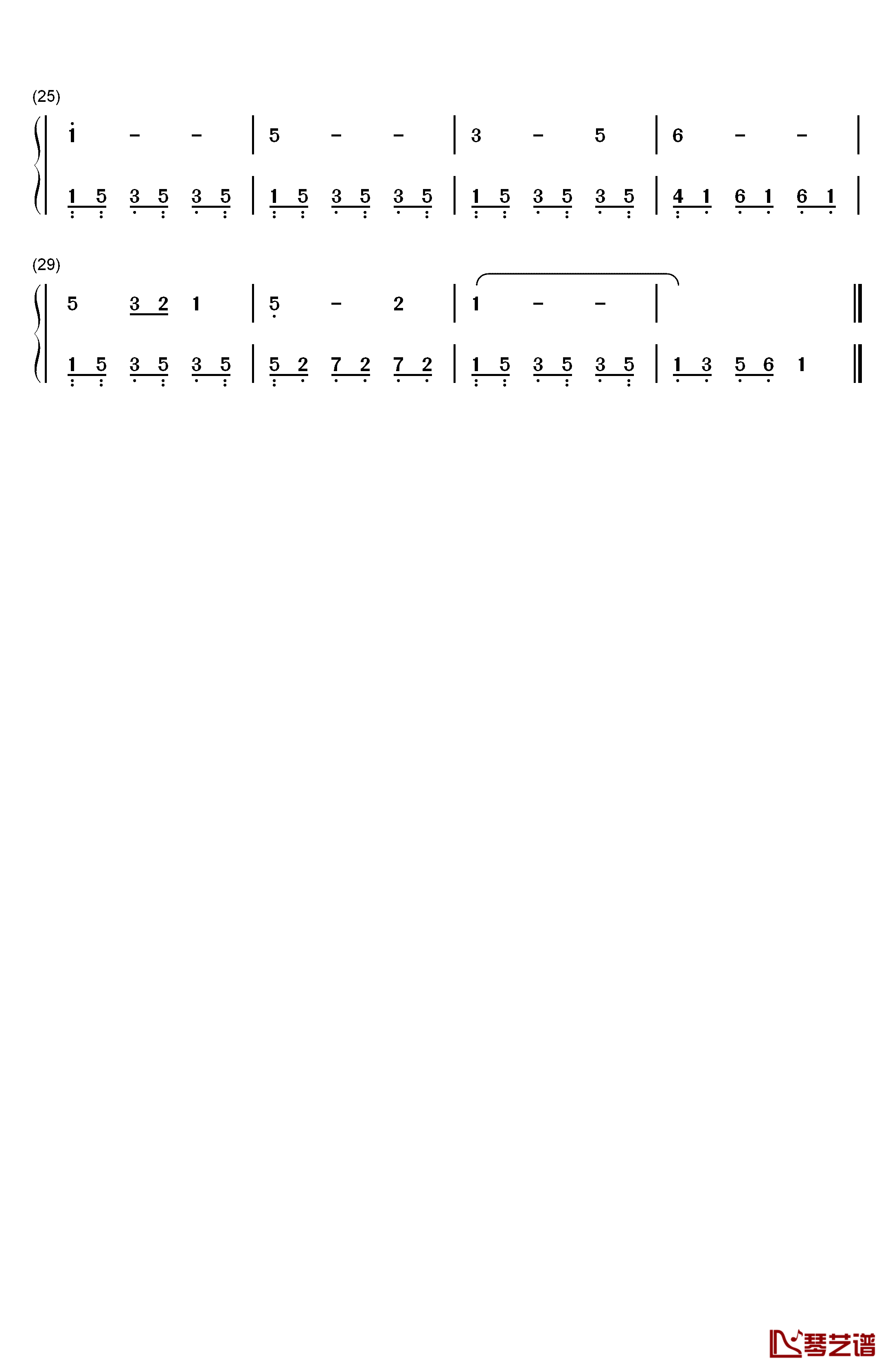 小白船钢琴简谱-数字双手-朝鲜童谣2