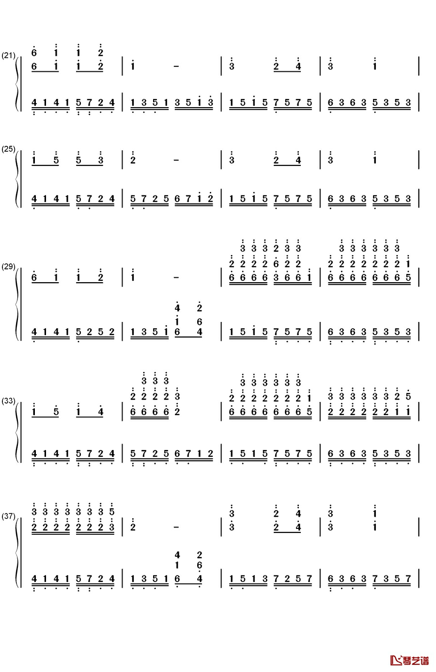 听妈妈的话钢琴简谱-数字双手-周杰伦2