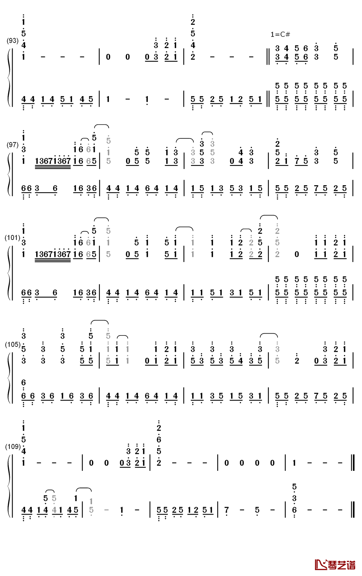 你从未离去钢琴简谱-白挺歌曲-数字双手曲谱5