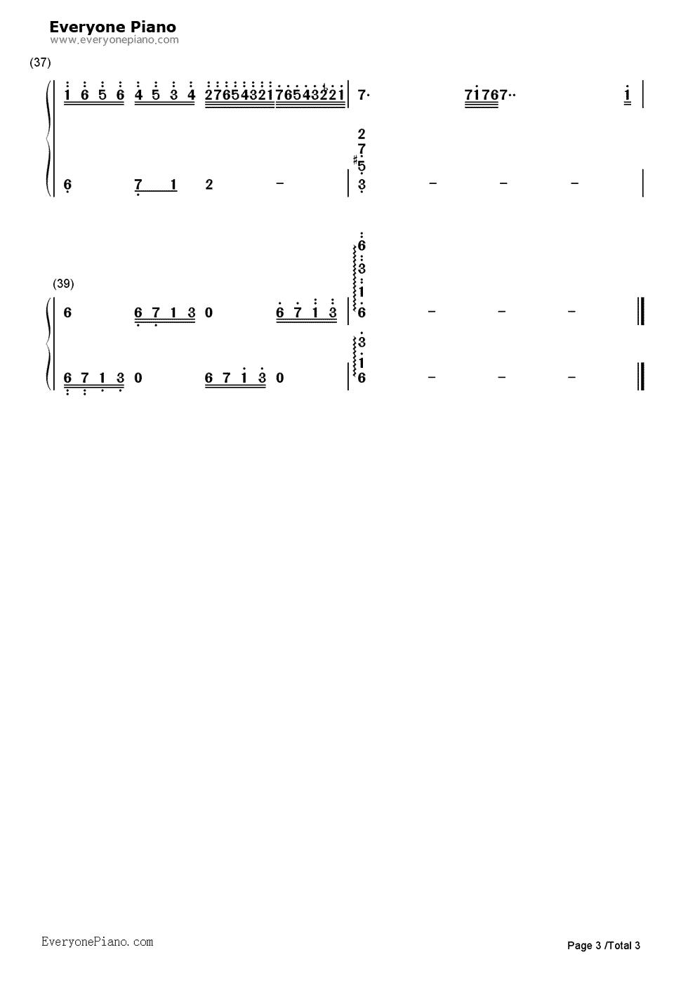 一千个伤心的理由钢琴简谱-数字双手-张学友3