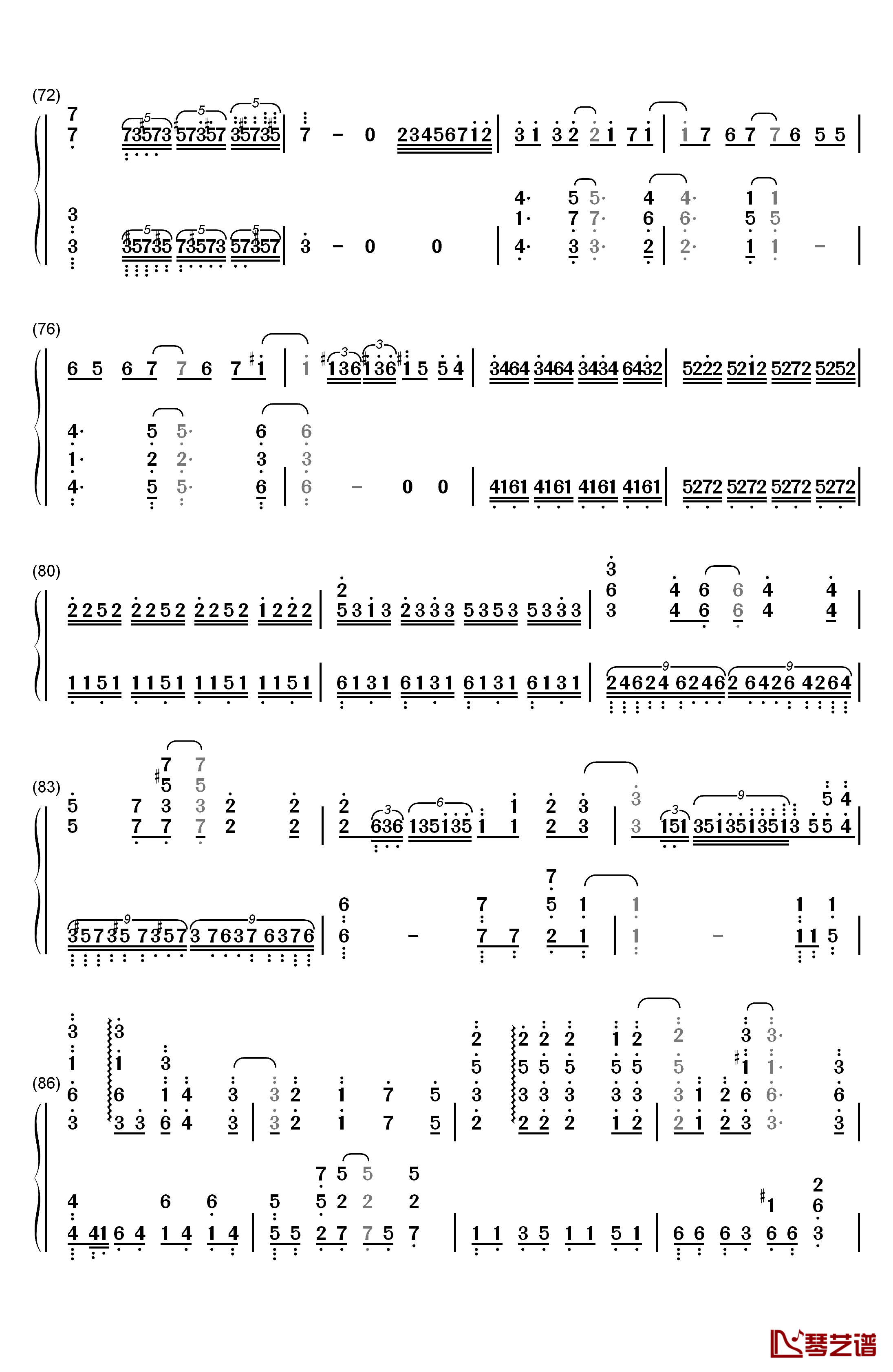 COLORS钢琴简谱-数字双手-FLOW5