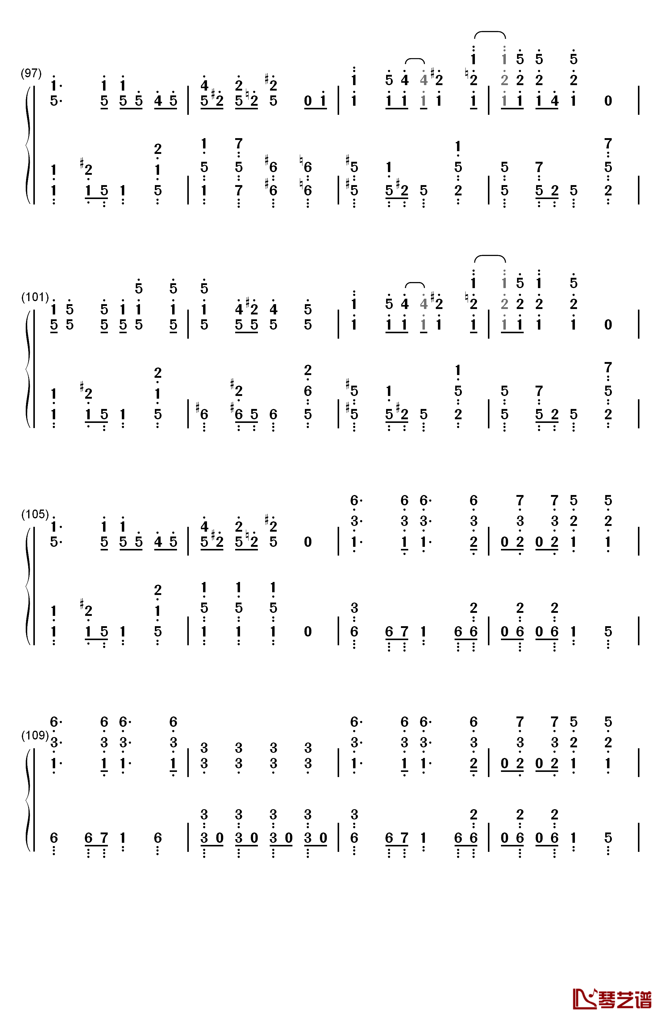 マトリョシカ钢琴简谱-数字双手-触手猴7