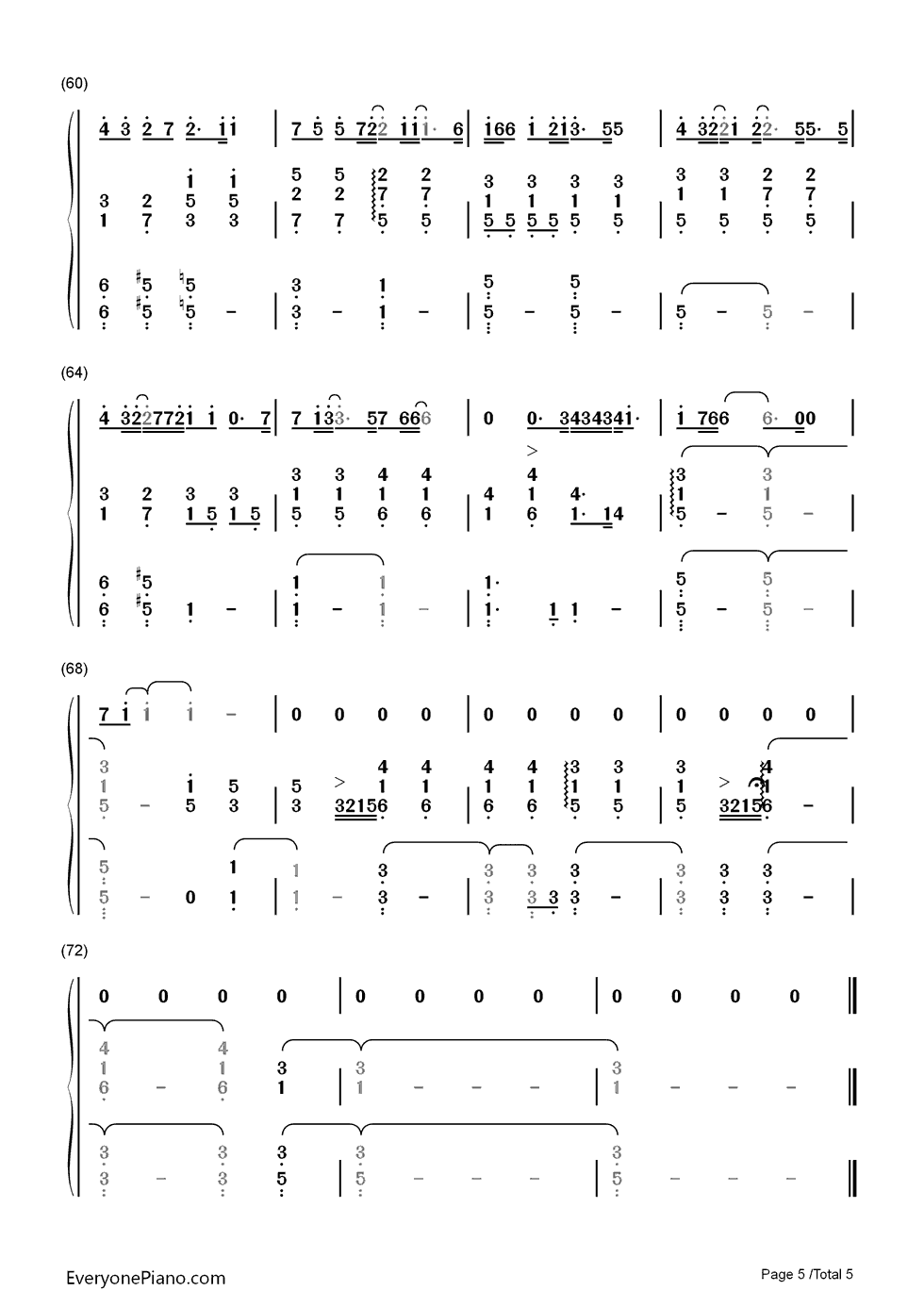 第一首情歌钢琴简谱-数字双手-汪苏泷5