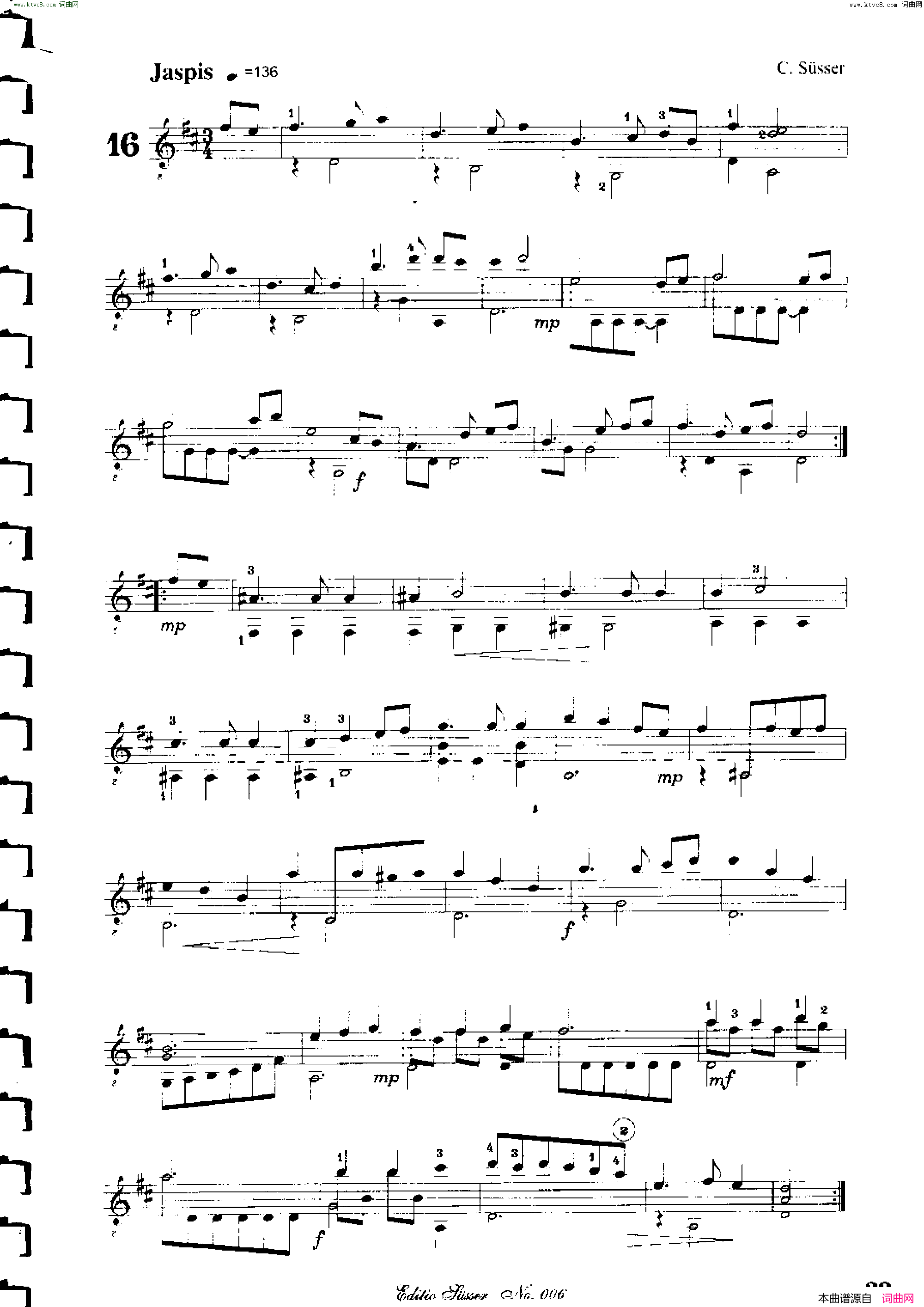 Classical guitar－Susser Ctibor_No 6, Fantazie ze sveta mineralu简谱1