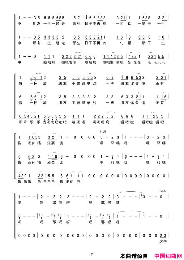 朋友简谱-梦之旅组合演唱-刘恩铭/刘志宏词曲1