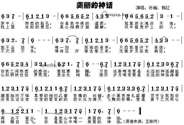 美丽的神话《神话》主题曲简谱-孙楠演唱1