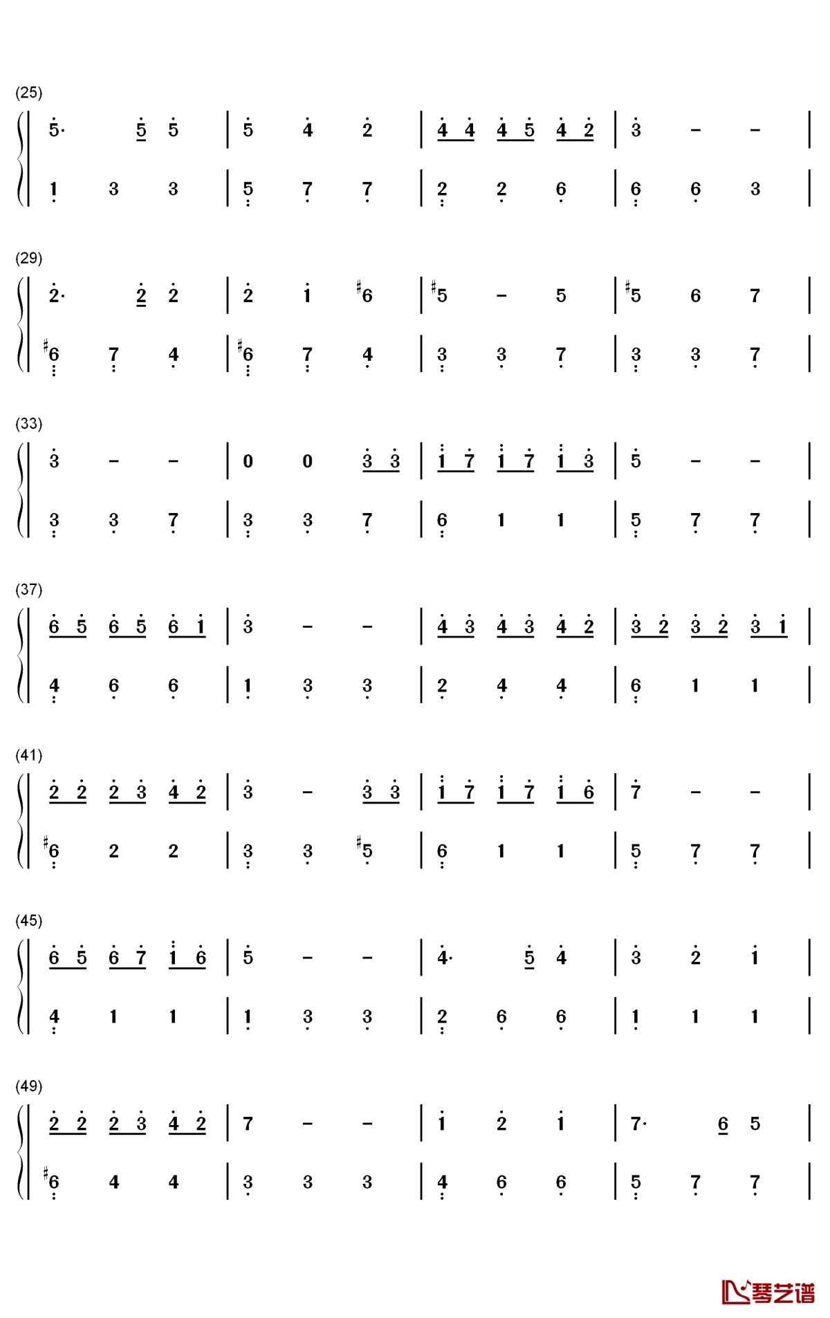 匆匆那年钢琴简谱-数字双手- 王菲2