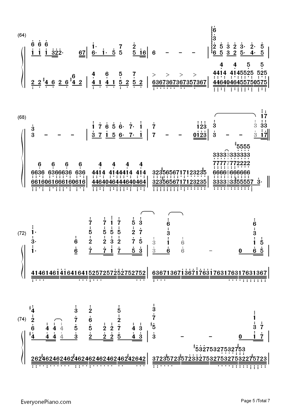 原点钢琴简谱-数字双手-西单女孩5