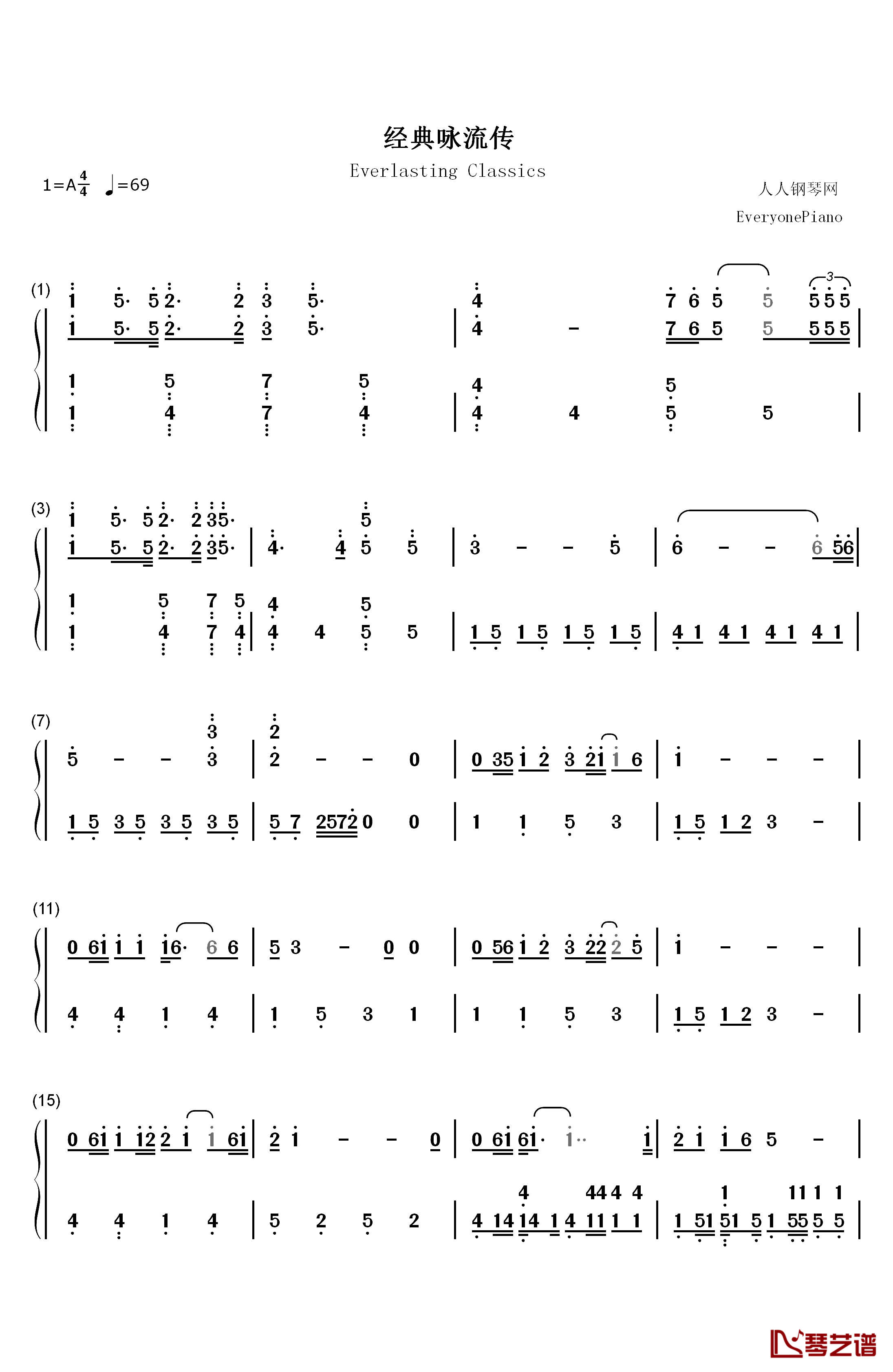 经典咏流传钢琴简谱-数字双手-张杰1