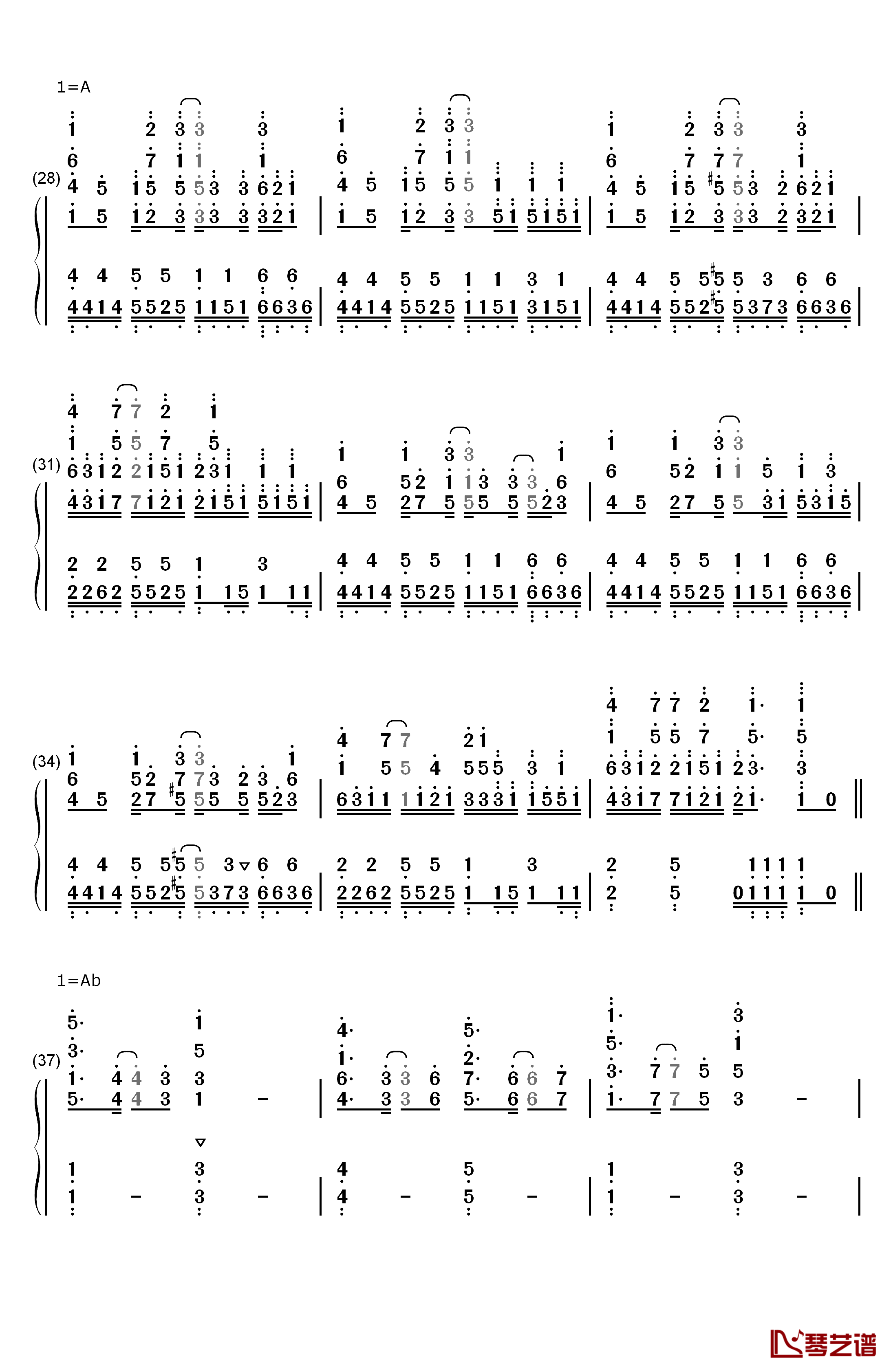 ススメ→トゥモロウ钢琴简谱-数字双手-河田贵央3