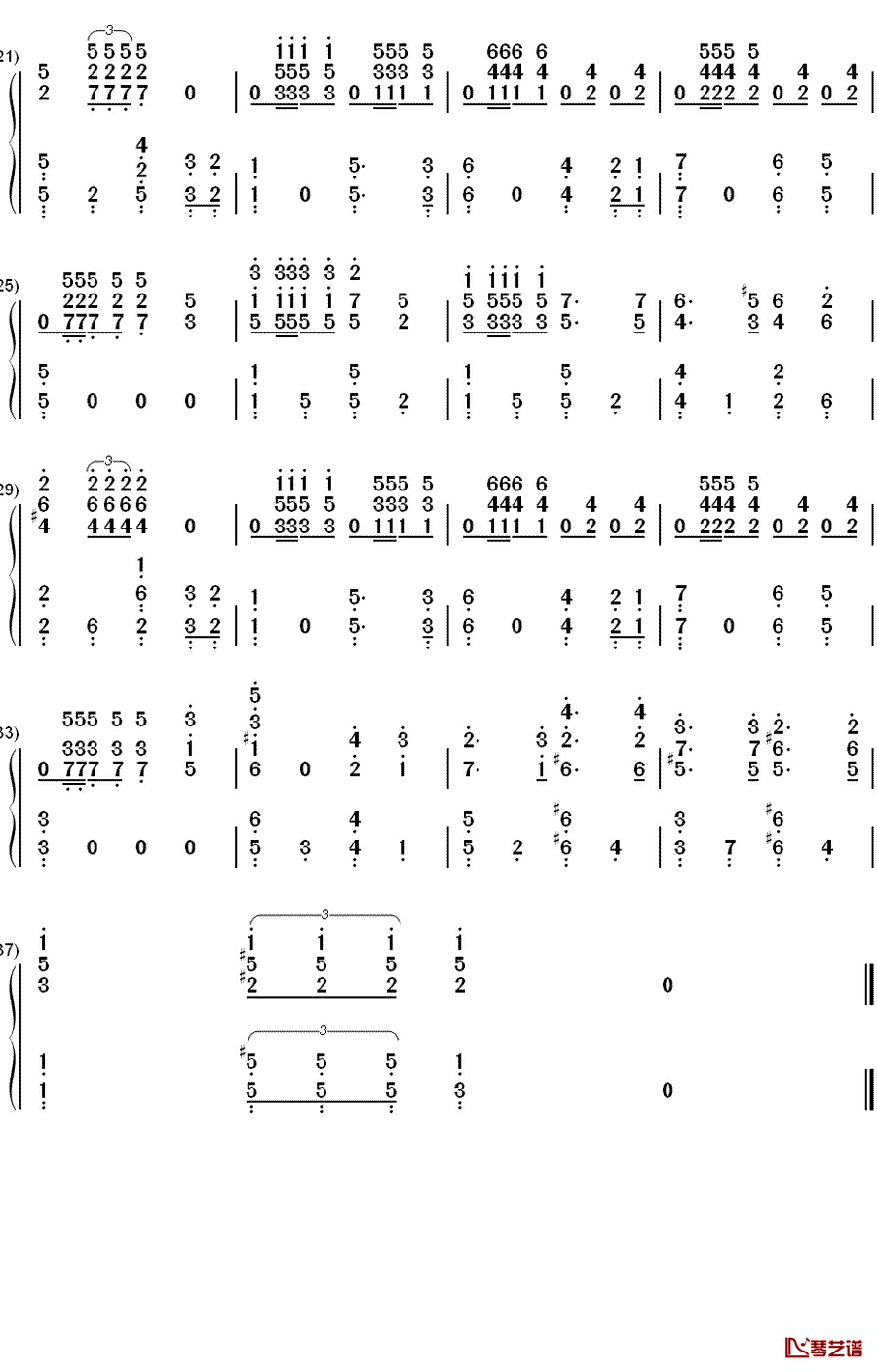 国际歌钢琴简谱-数字双手-欧仁·鲍狄埃（Eugène Edine Pottier）2