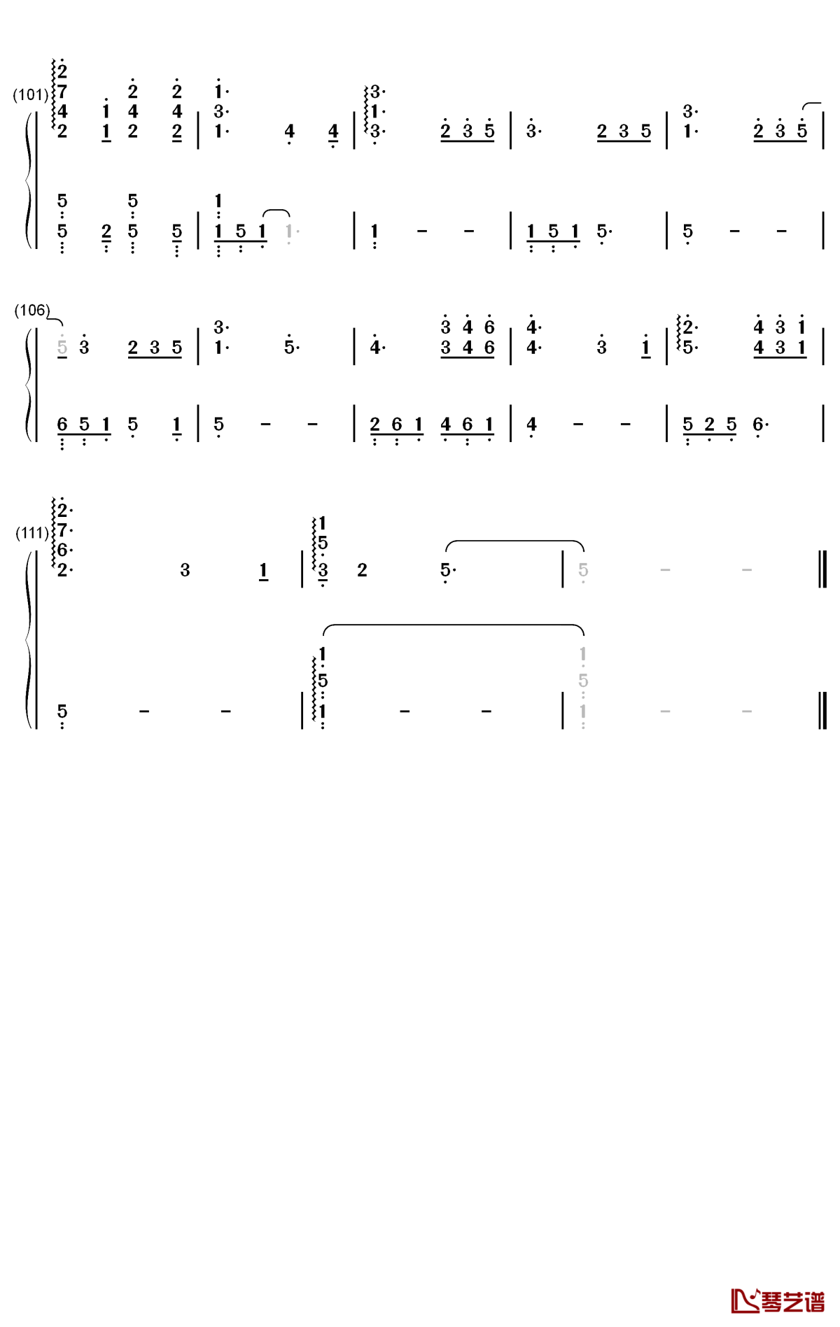 朋友请听好钢琴简谱-数字双手-何炅 谢娜 易烊千玺5