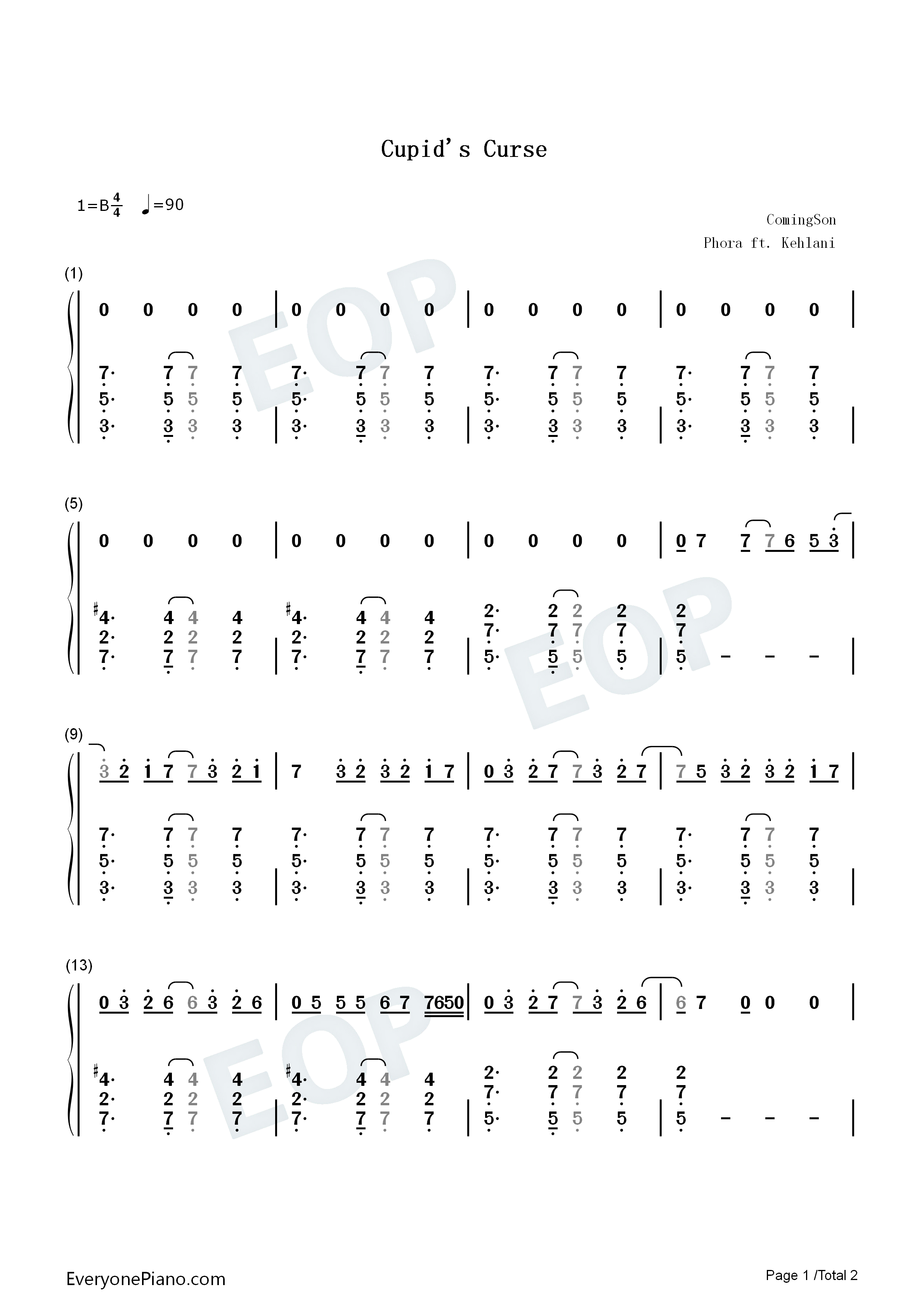 Cupids Curse钢琴简谱-Phora Kehlani演唱1