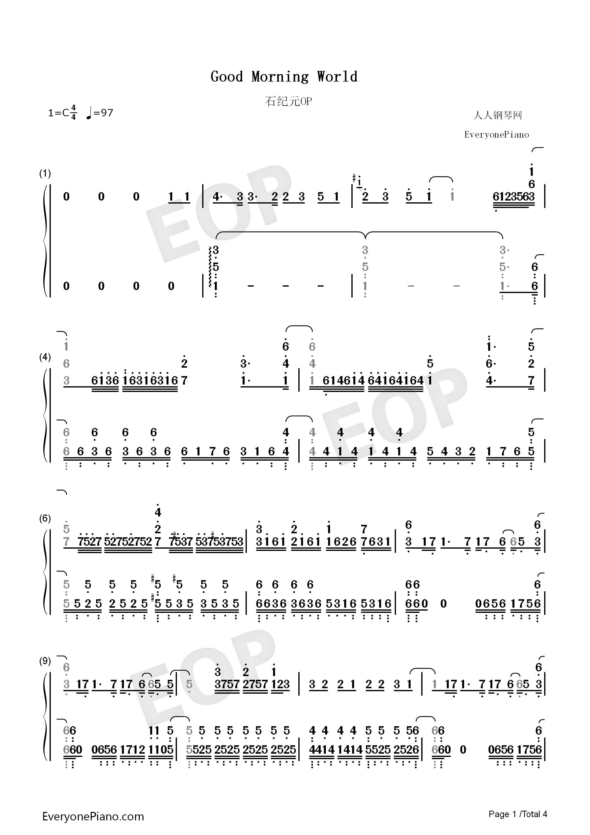 Good Morning World钢琴简谱-Burnout Syndromes演唱1