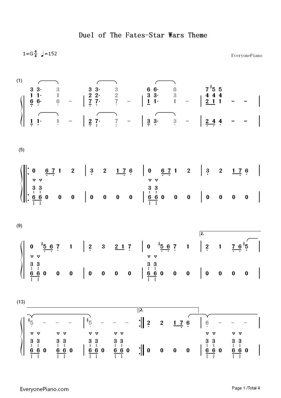 Duel of The Fates钢琴简谱-John Williams演唱1