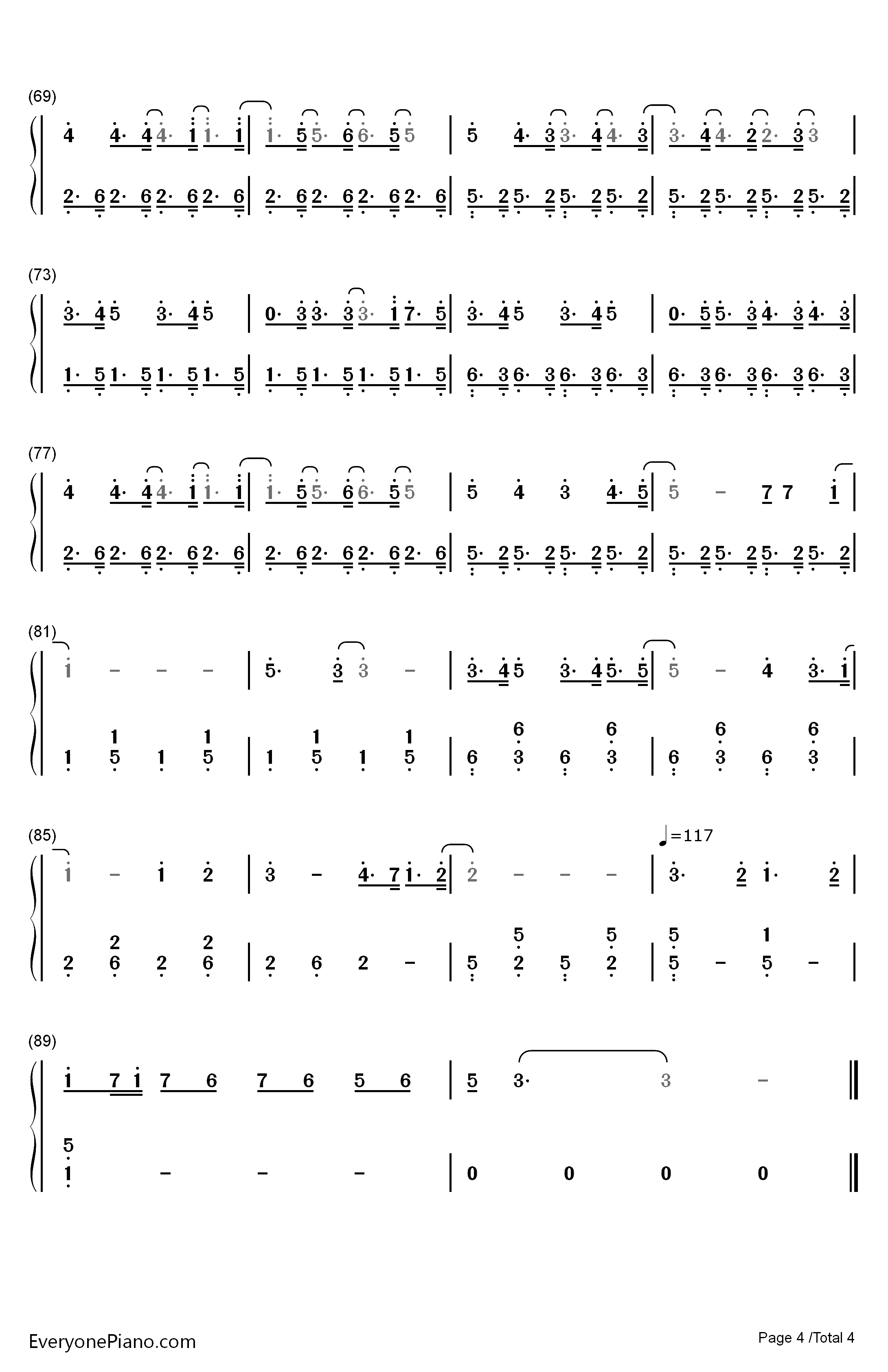 一起走的幸福钢琴简谱-数字双手-段奥娟4