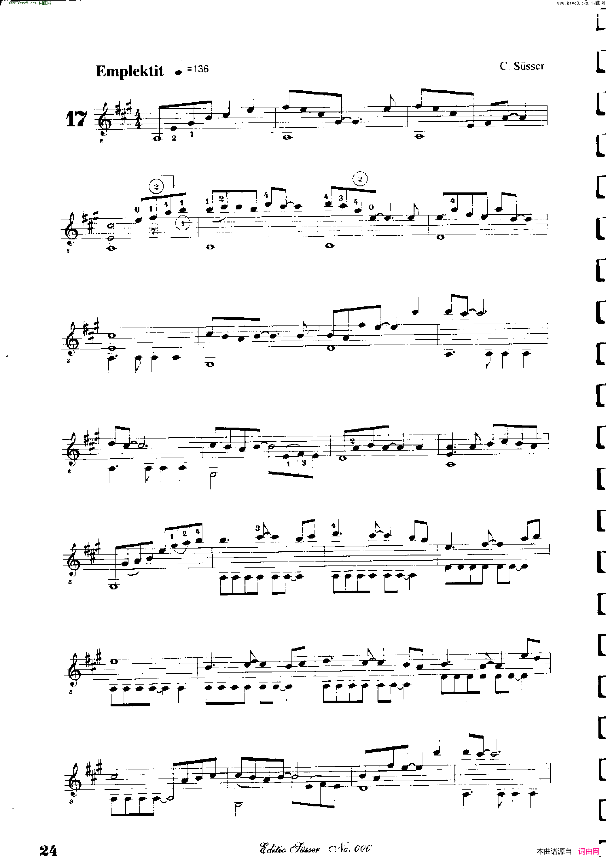 Classical guitar－Susser Ctibor_No 6, Fantazie ze sveta mineralu简谱1