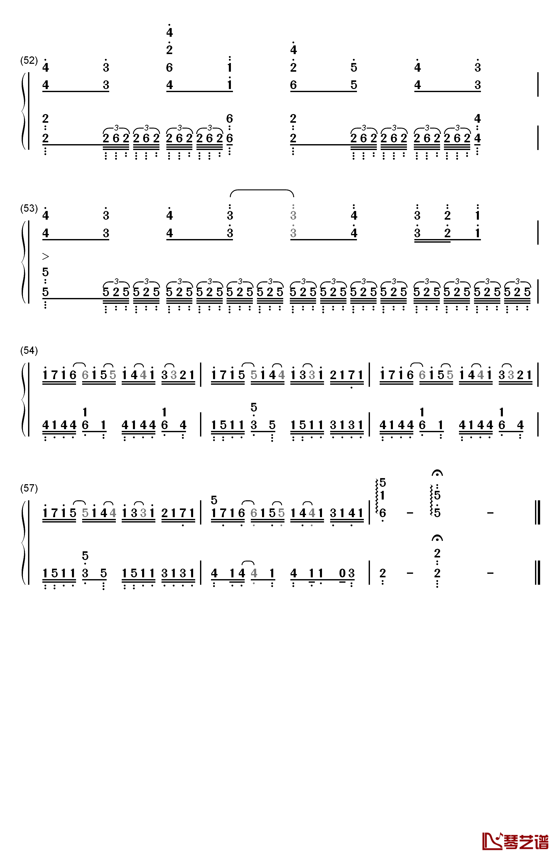 岁月如歌钢琴简谱-数字双手-陈奕迅5