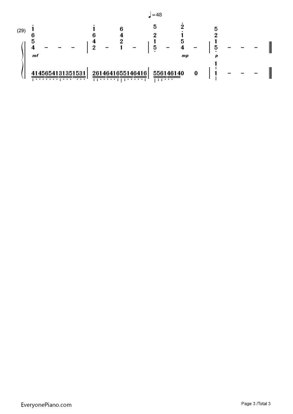 不见不散钢琴简谱-数字双手-孙楠3