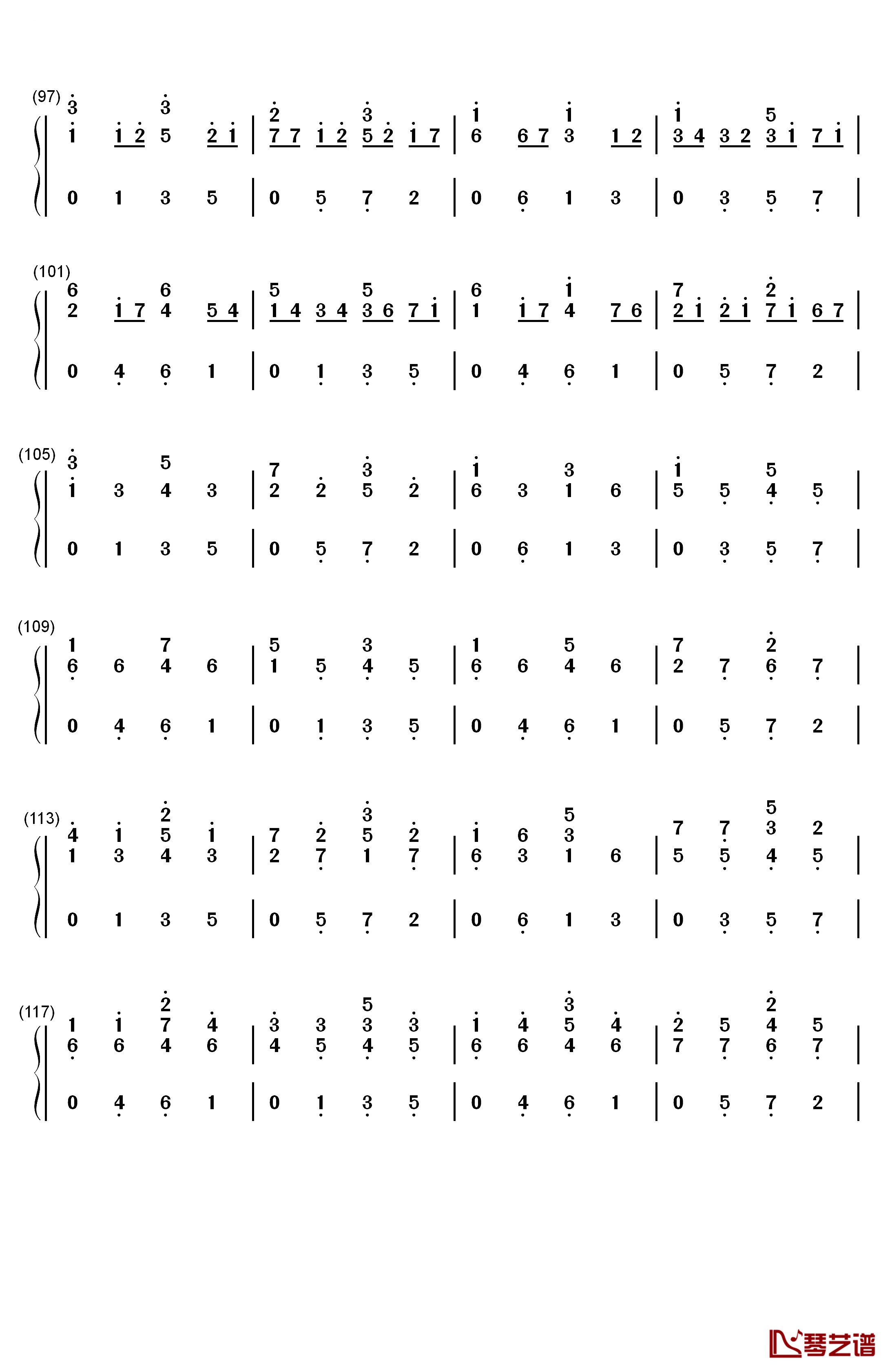 D大调卡农原版钢琴简谱-数字双手-约翰·帕赫贝尔5