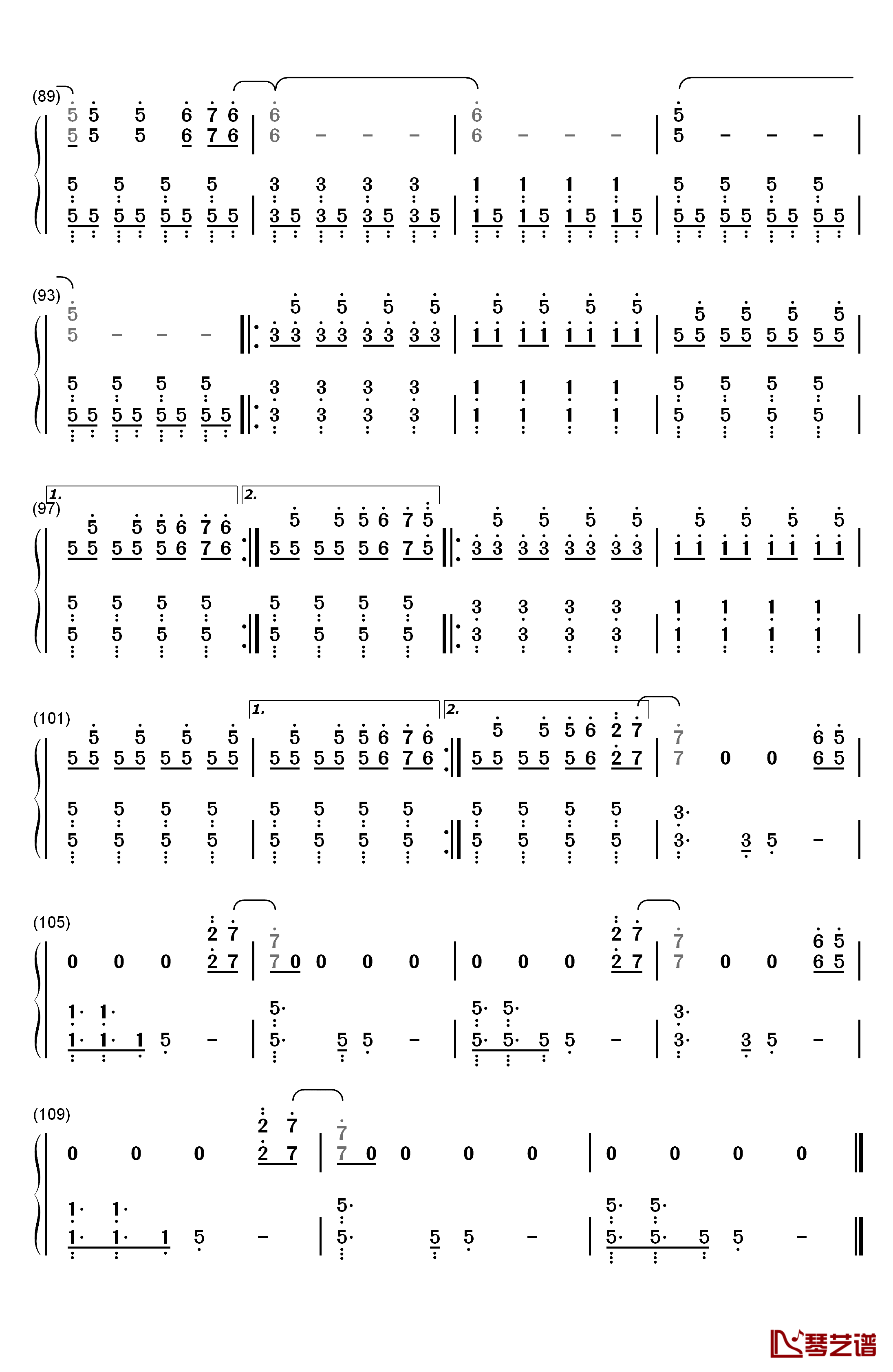 Trees钢琴简谱-数字双手-Twenty One Pilots5