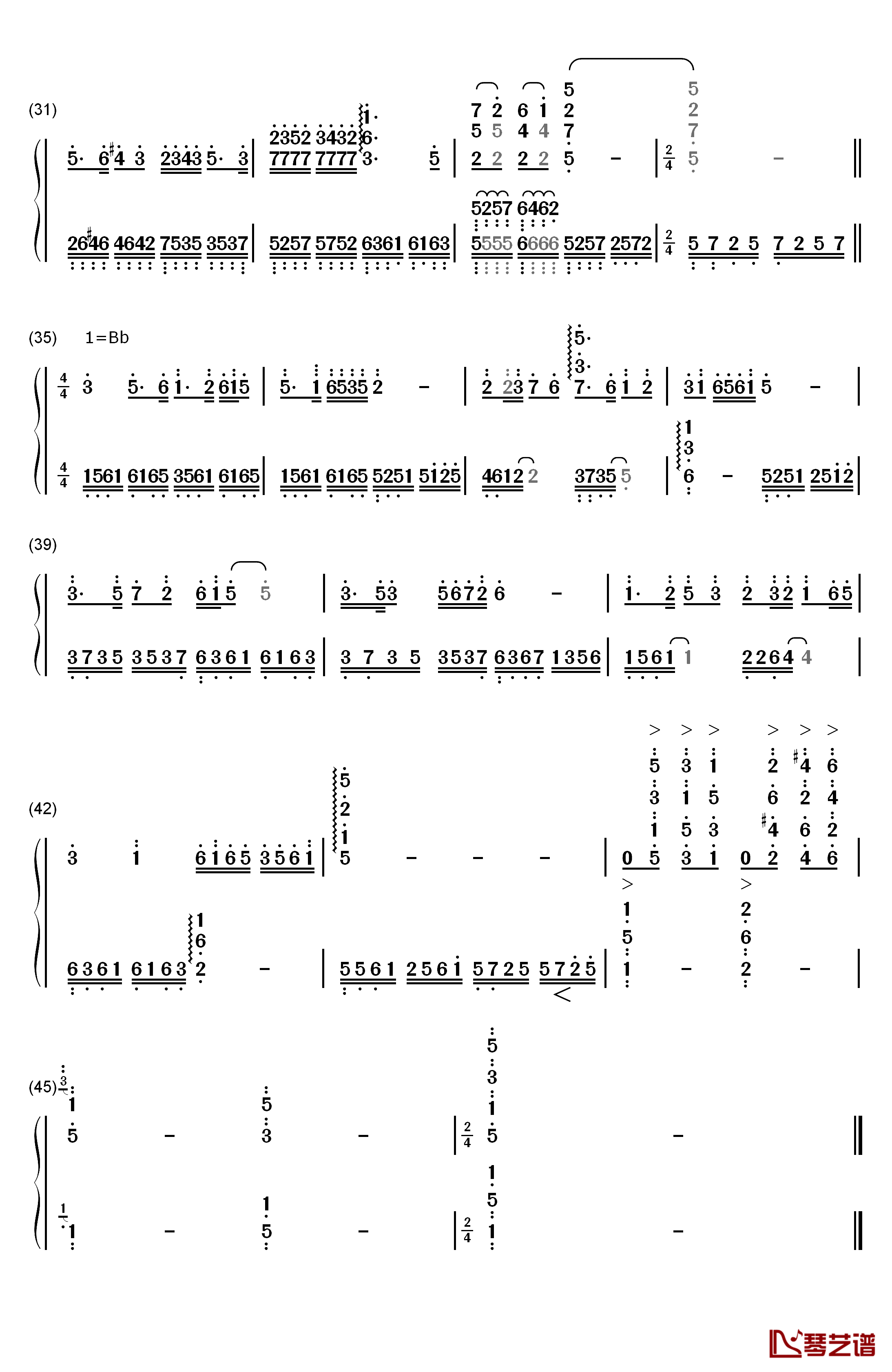 梁祝钢琴简谱-数字双手-陈钢3