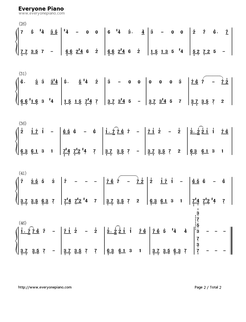 燕归来钢琴简谱-数字双手-仙剑奇侠传五前传2