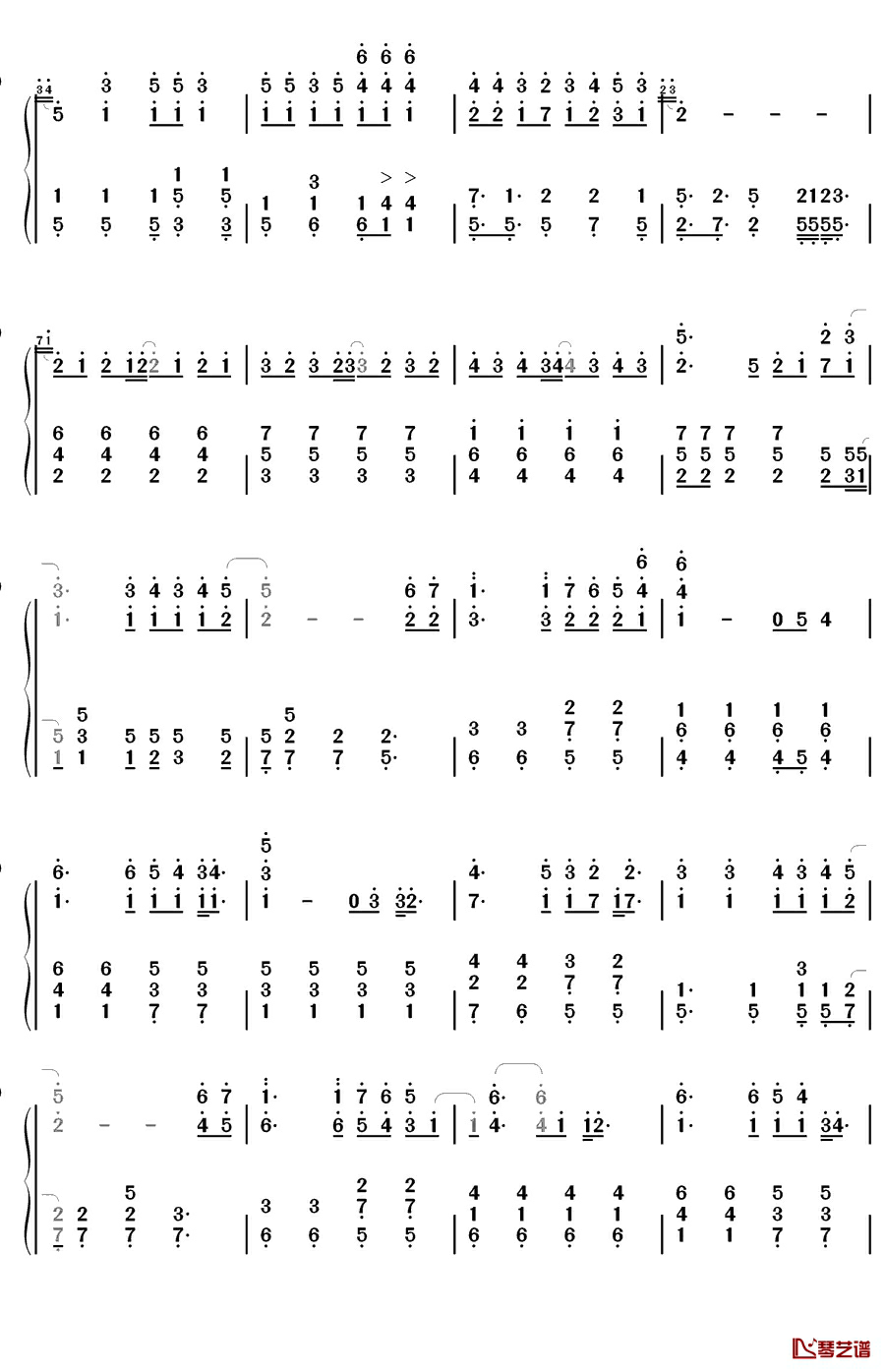 因你而在钢琴简谱-数字双手-林俊杰3