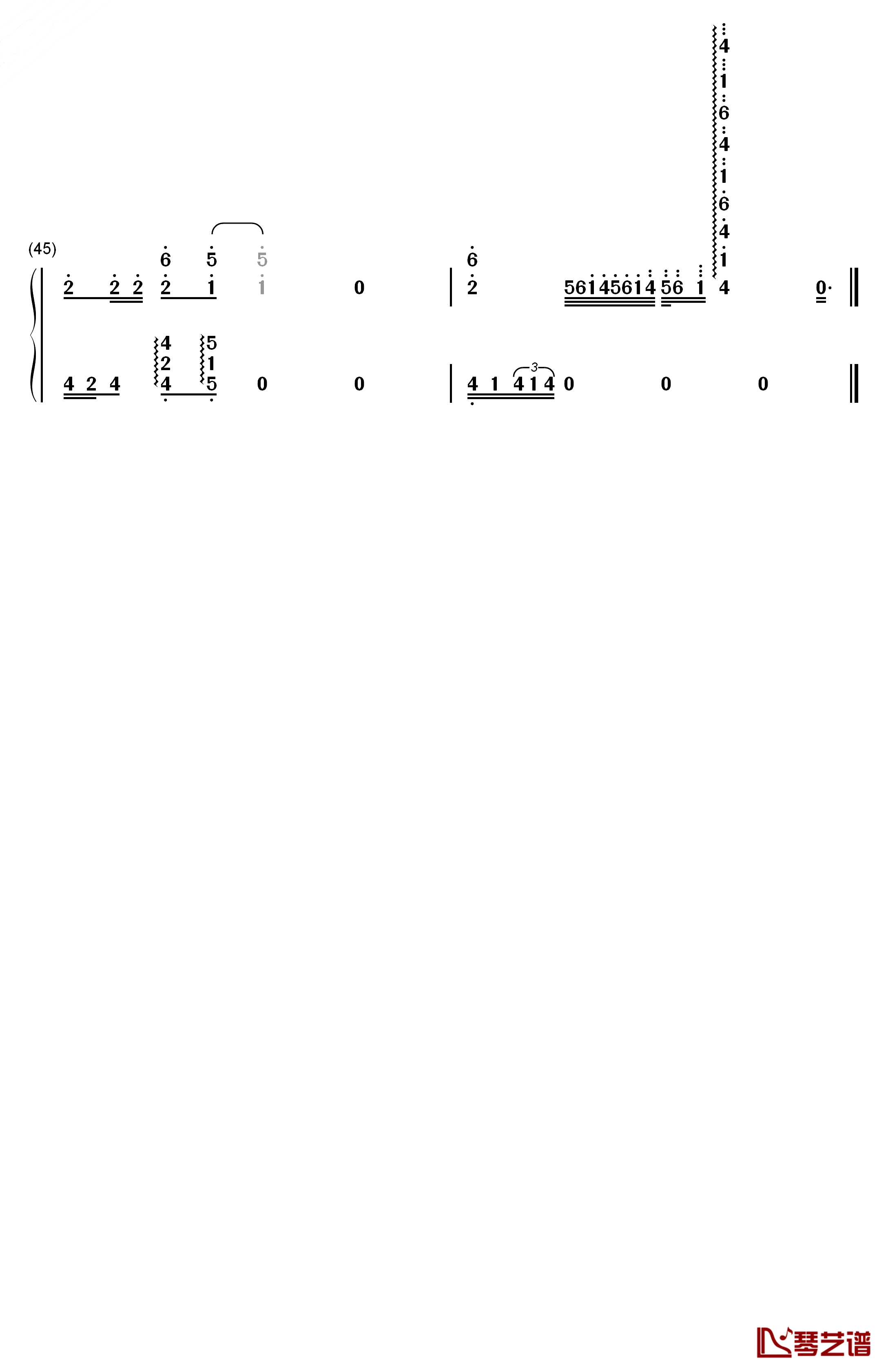 雾中列车钢琴简谱-数字双手-李健 王俊凯4