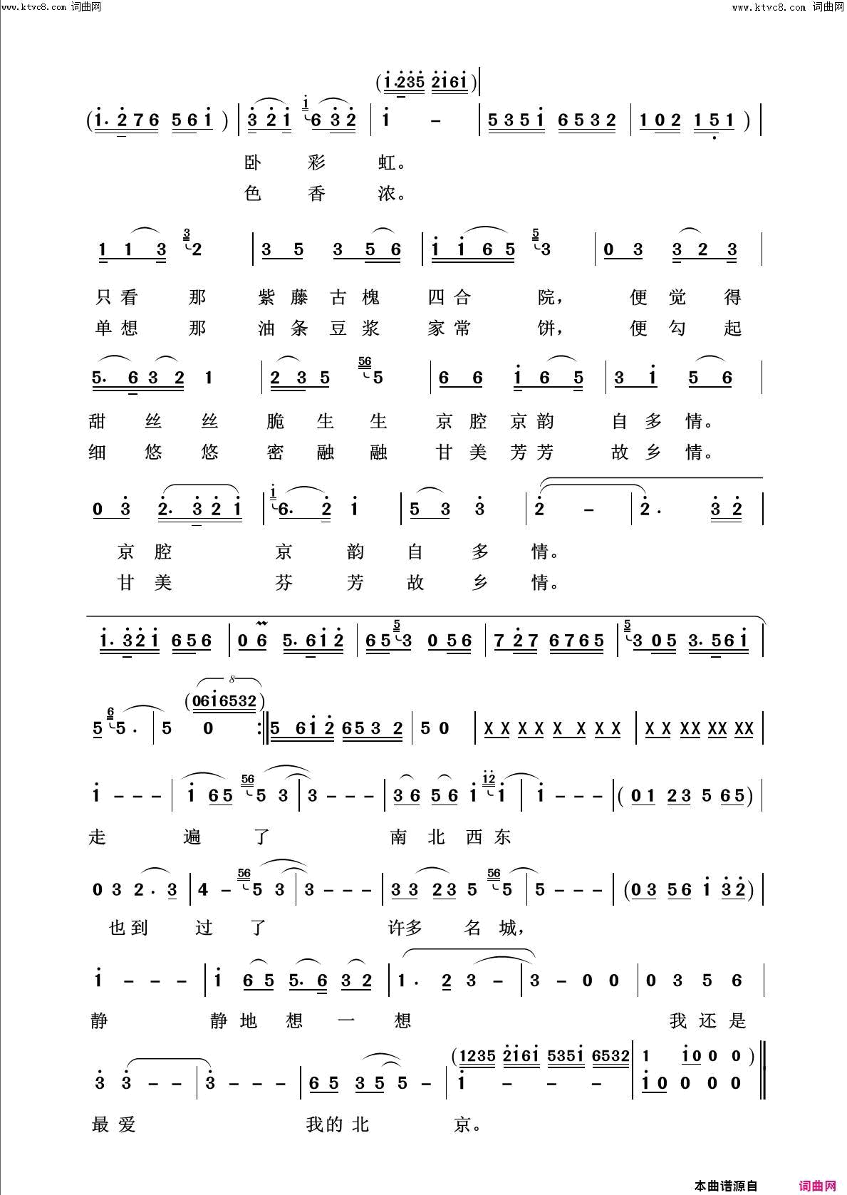 故乡是北京回声嘹亮2021简谱1