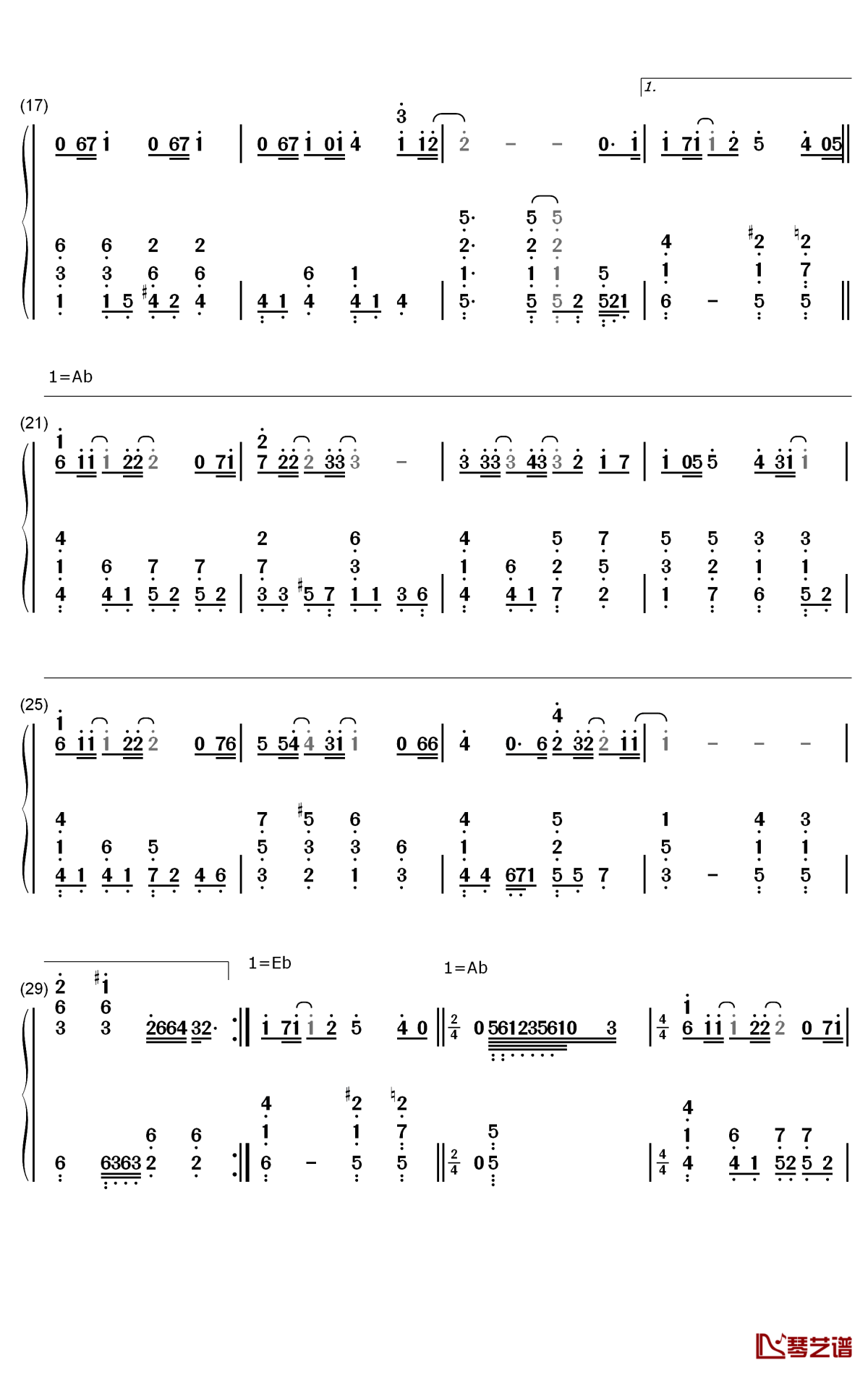 梦の河钢琴简谱-数字双手-AKB482